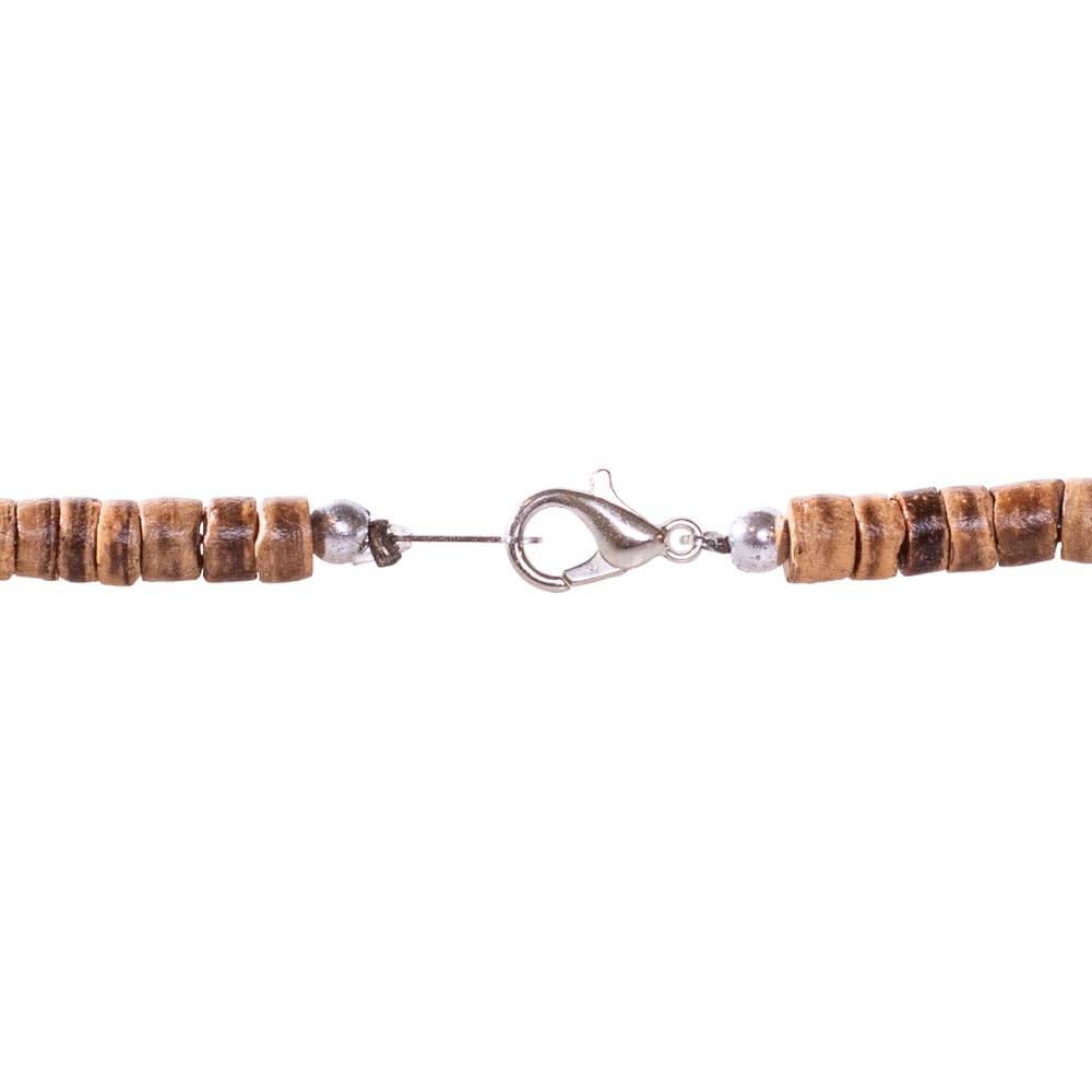 BlueRica Cowrie Shells Flower on Tan Coconut Shell Disc Beads Necklace