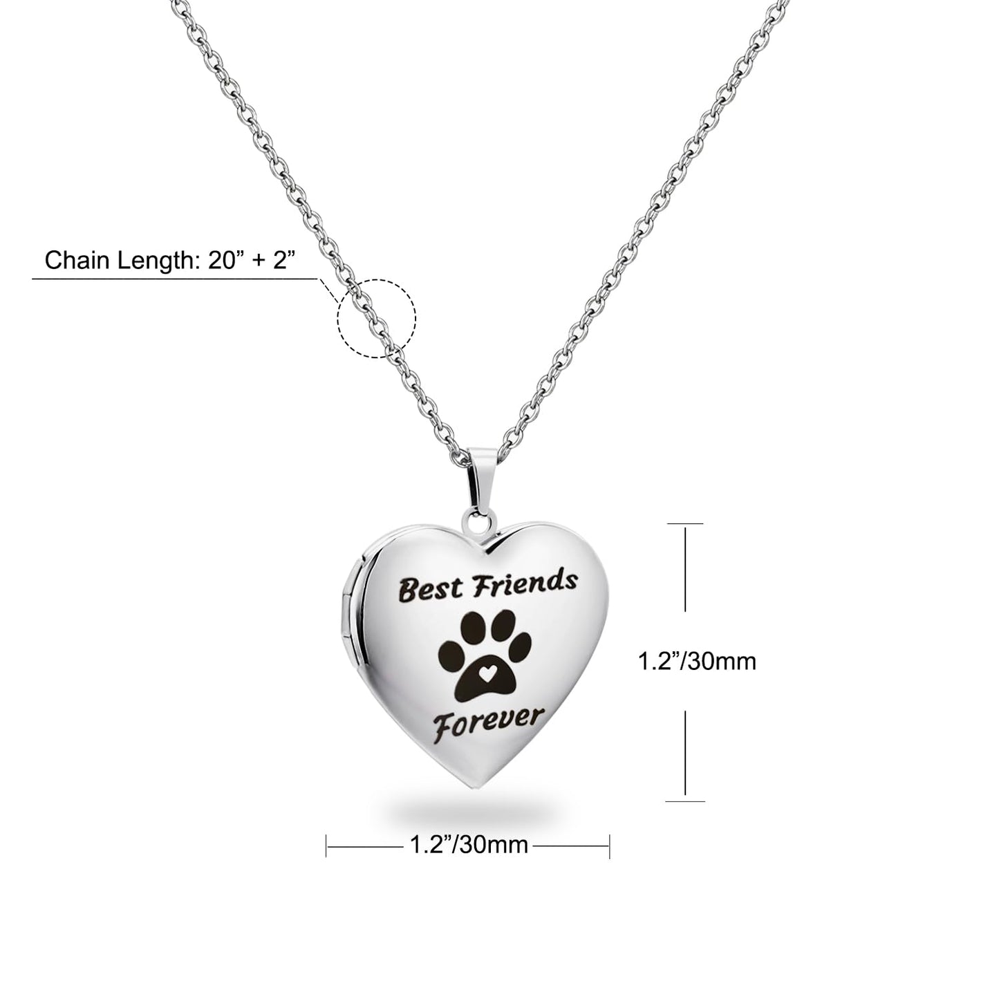 PHOCKSIN Love Heart Locket Dog Paw Print Locket Necklace For Women Dog Memorial Locket Necklace That Hold Pictures