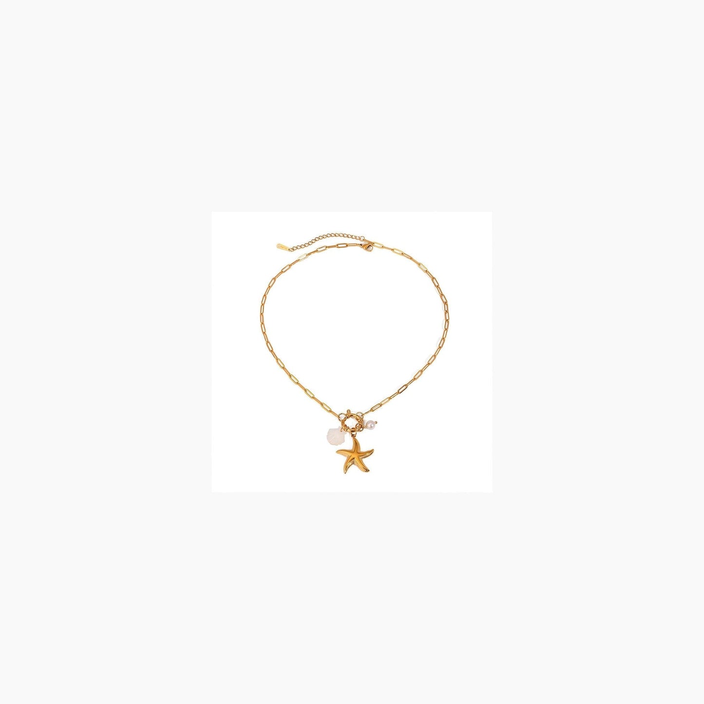 Biuwos Summer Necklace for Women Metal Starfish Seashell Pendant Necklace Vacation Beach Jewelry