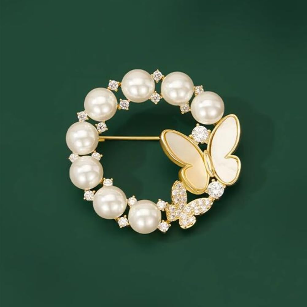 JKQBUX Chic Pearl Crystal Brooch Pins for Women Girls Fashion Shawl Pin Corsage Brooch Party Ceremony Accessories Dance Banquet Pins