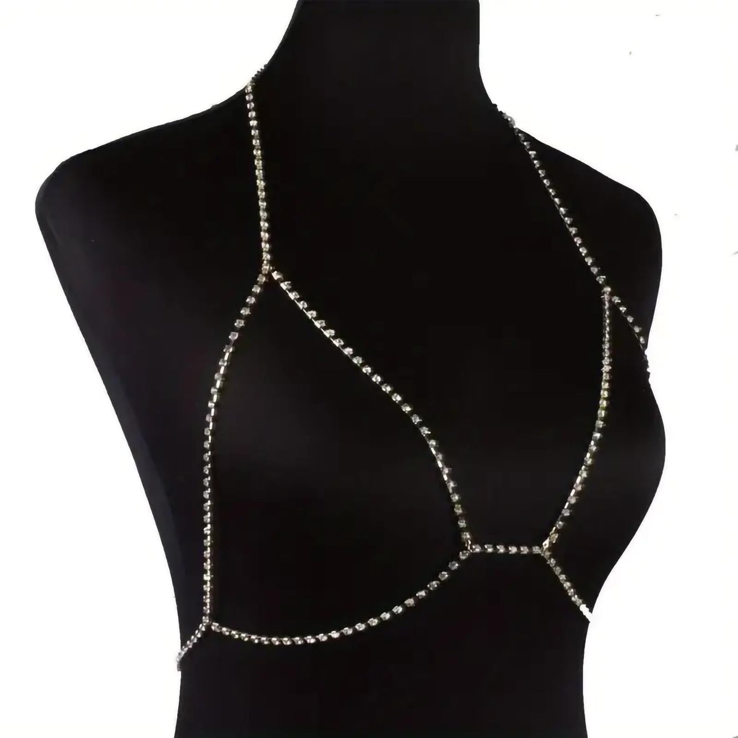 Silver Plated Body Chains for Women, Sexy Layered Belly Waist Chain Crossover Bikini Bra Chain, Summer Beach Rhinestone Body Jewelry(Rhinestones2)
