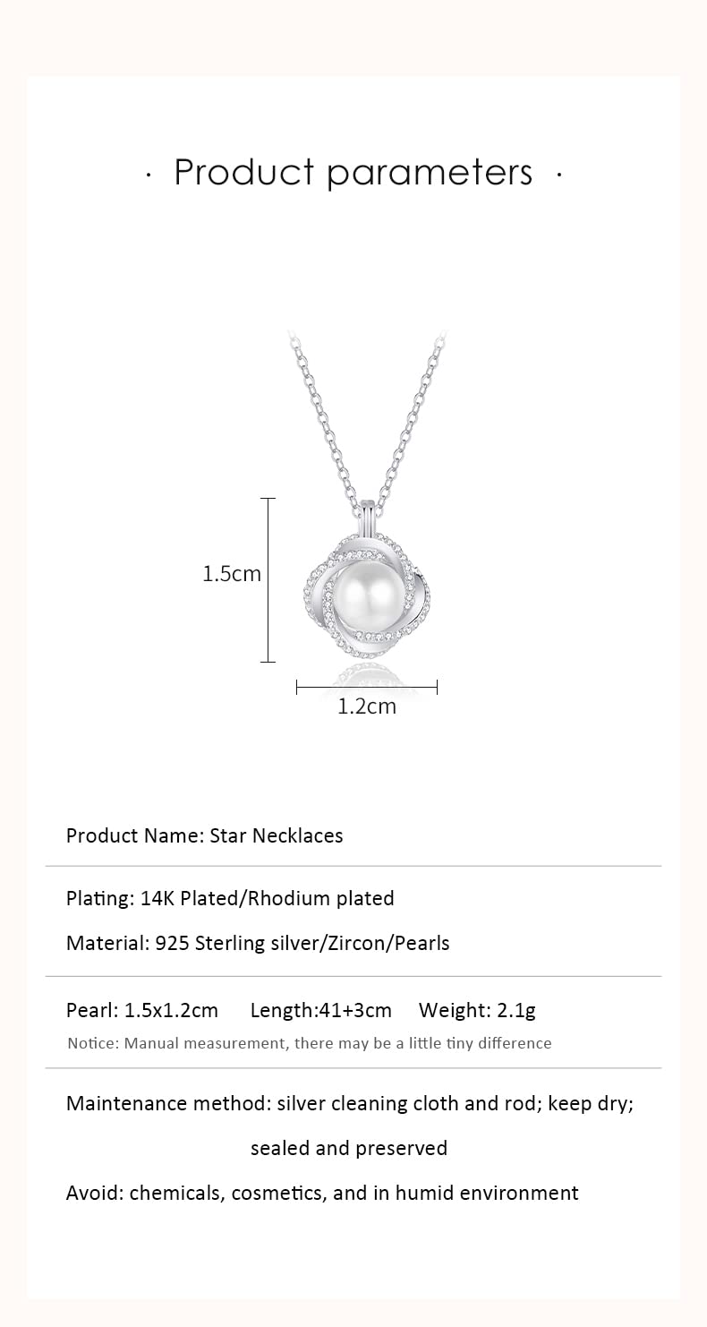 spkoueh women's pearl necklace, Womens Pendant Necklaces,925 sterling silver pendant necklace, freshwater cultured pearl, suitable for daily wear and as a gift for family and friends