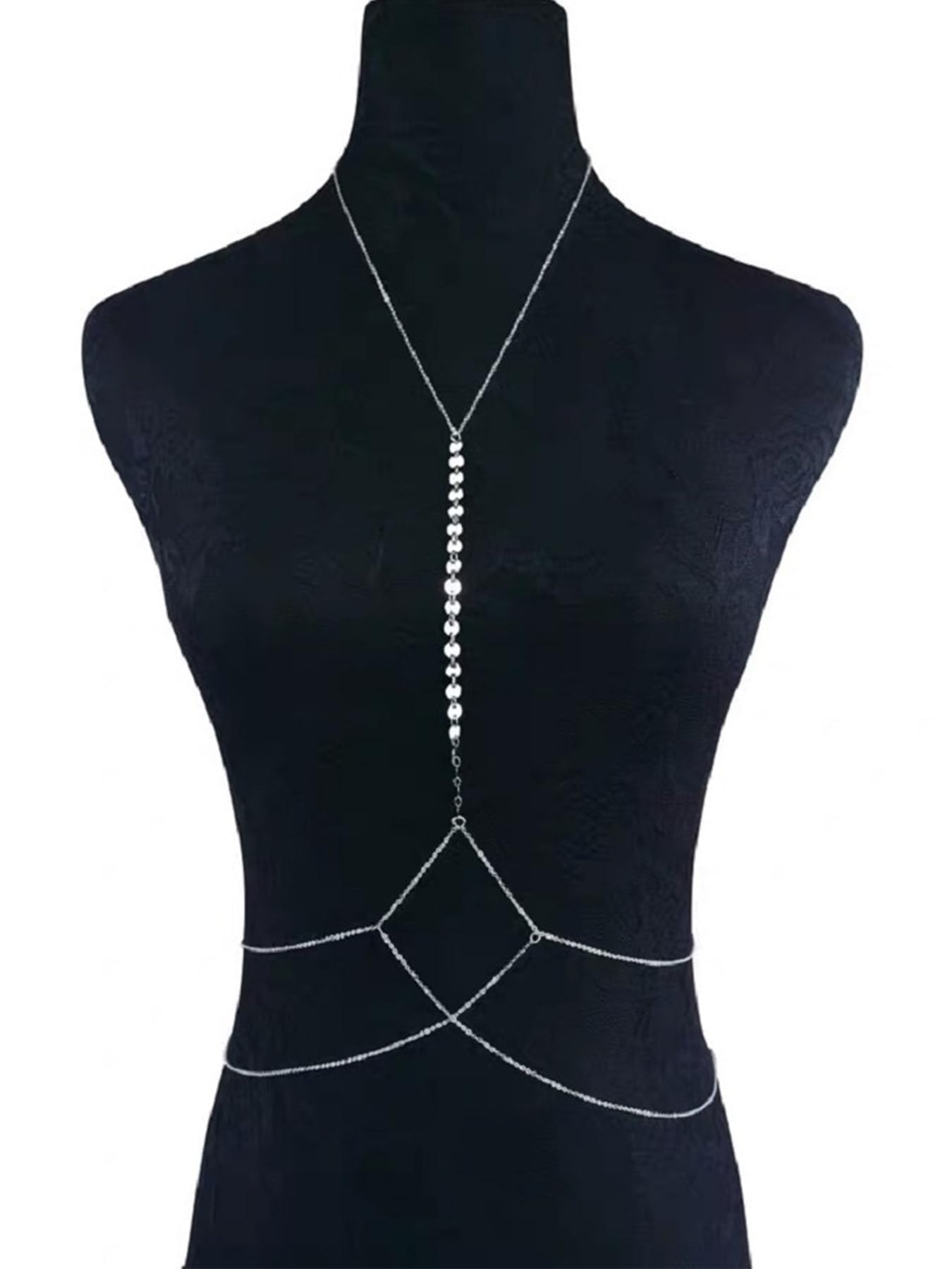 Longita Silver Body Chain Jewelry for Women Body Jewelry for Women Sexy Bikini Bra Chains Summer Holiday Accessories Trendy Dainty no Tarnish Waterproof