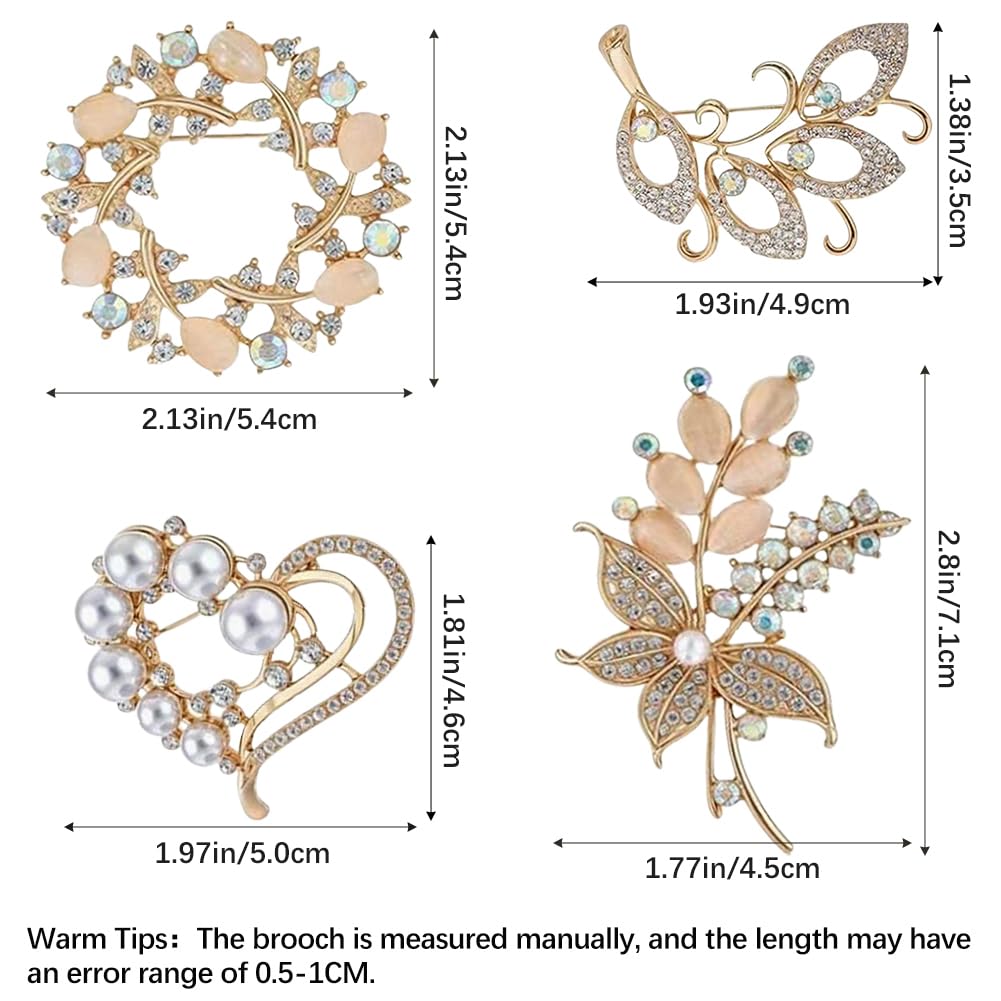 JKQBUX Chic Pearl Crystal Brooch Pins for Women Girls Fashion Shawl Pin Corsage Brooch Party Ceremony Accessories Dance Banquet Pins