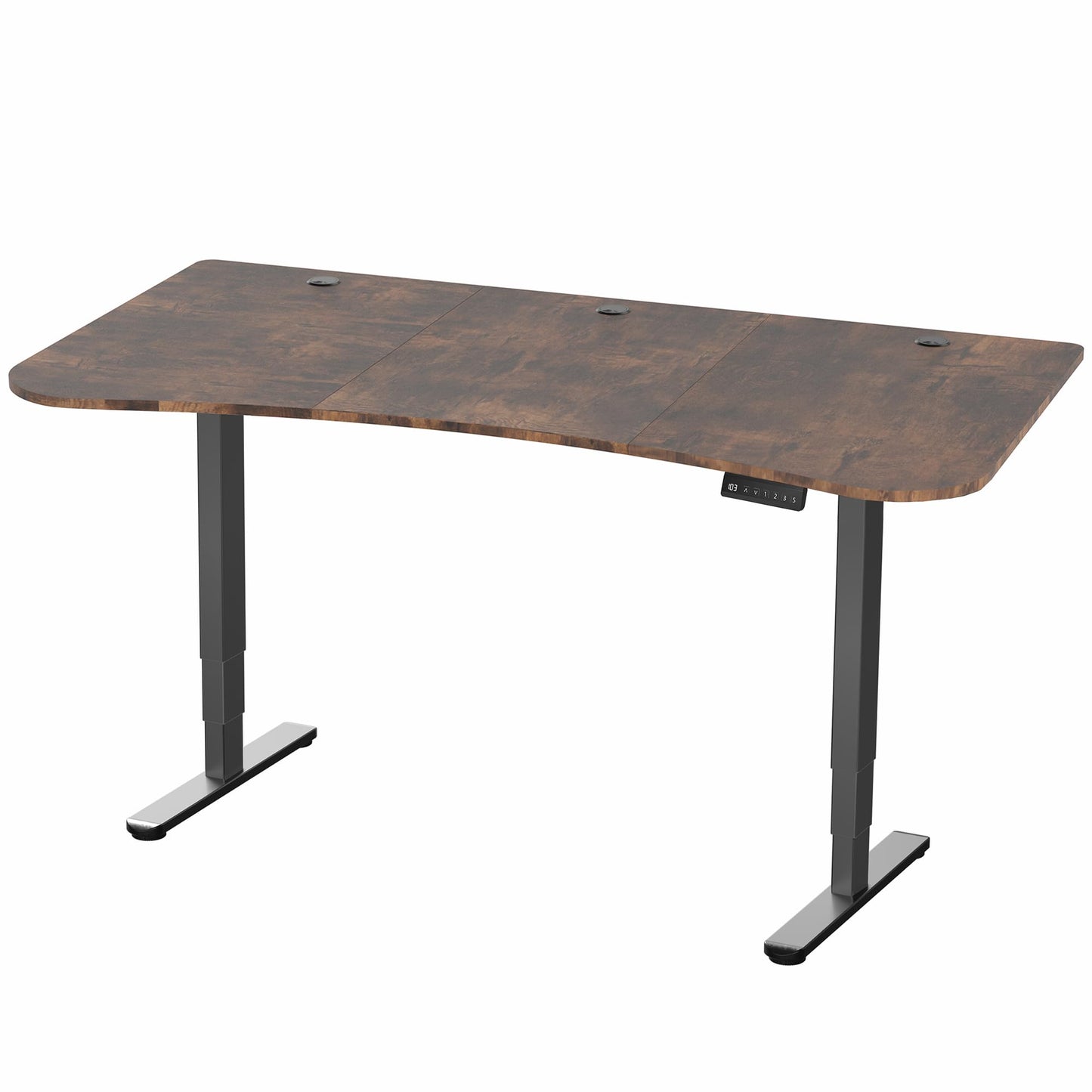 VIVO Electric 63 x 32 in Dual Motor Rustic Standing Desk, Memory Height Adjustment, 2B Series, Vintage Brown Top Black Frame, DESK-KIT-2B1N