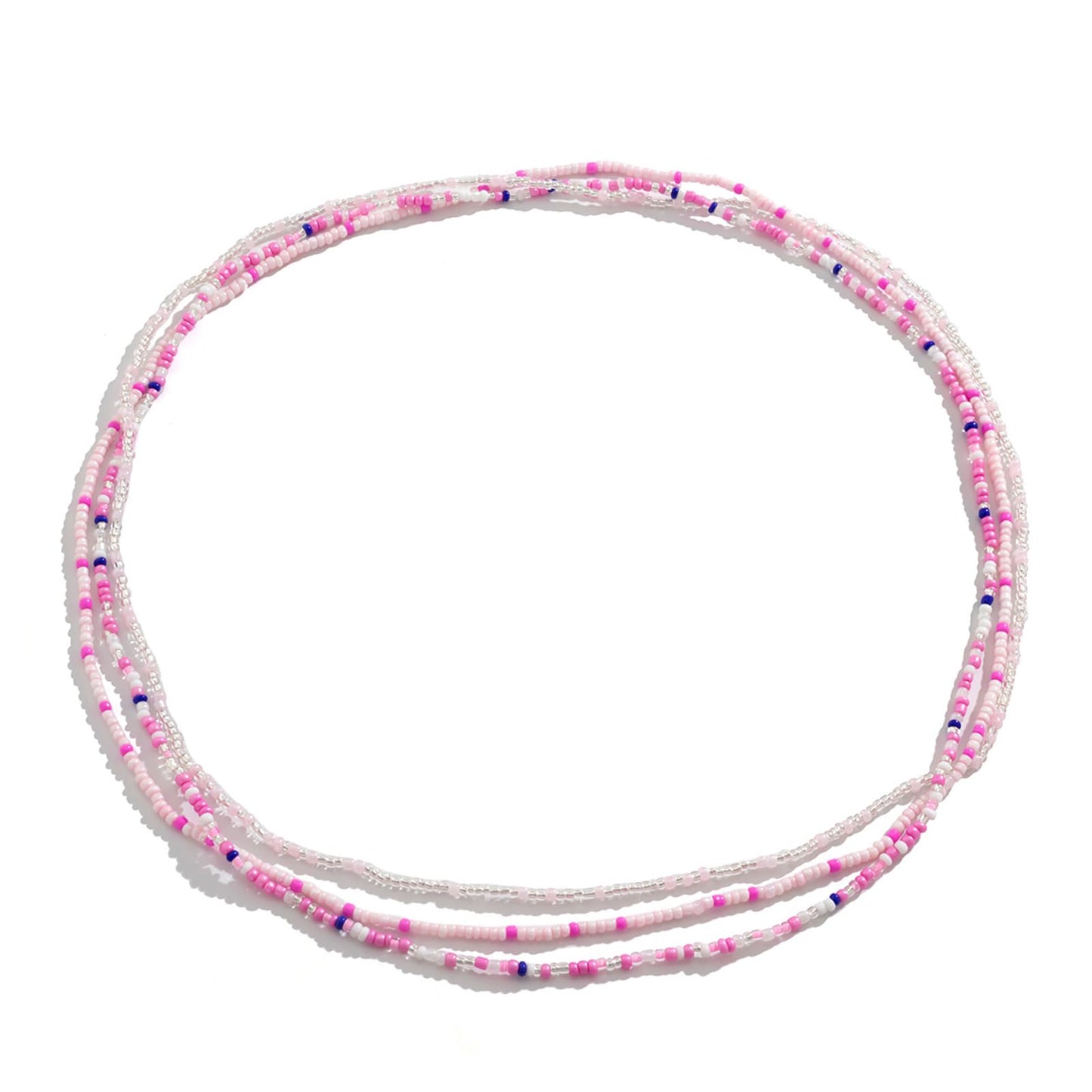 3Pcs/Set Boho Elastic Beads Waist Chains Jewelry Summer Beach Seed Beaded Belly Chain Jewelry Bikini Sexy Bead Waist Body Jewelry for Women (Pink)