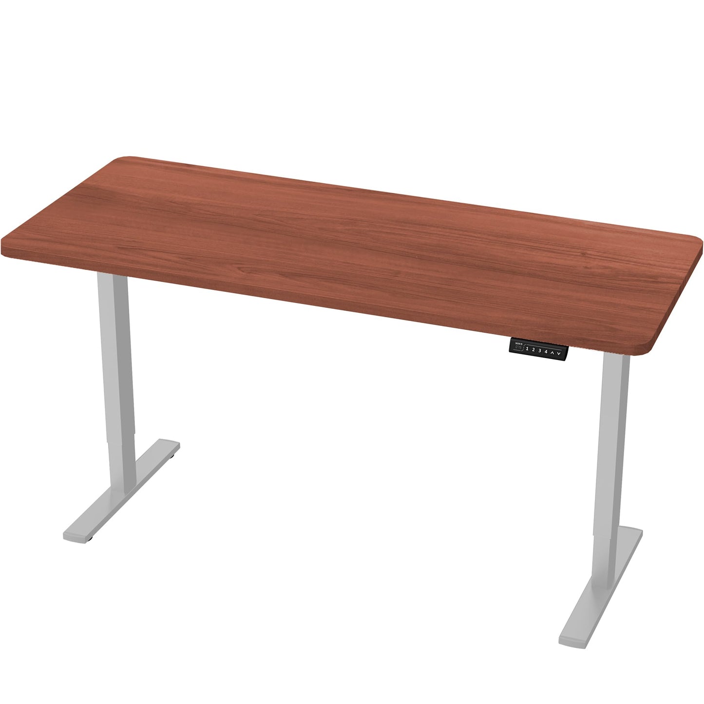 VIVO Electric 60 x 24 in Standing Desk, Memory Height Adjustment, 1B Series, Holds 220 lbs, One-Piece Dark Walnut Top, Gray Frame, DESK-KIT-1G6D
