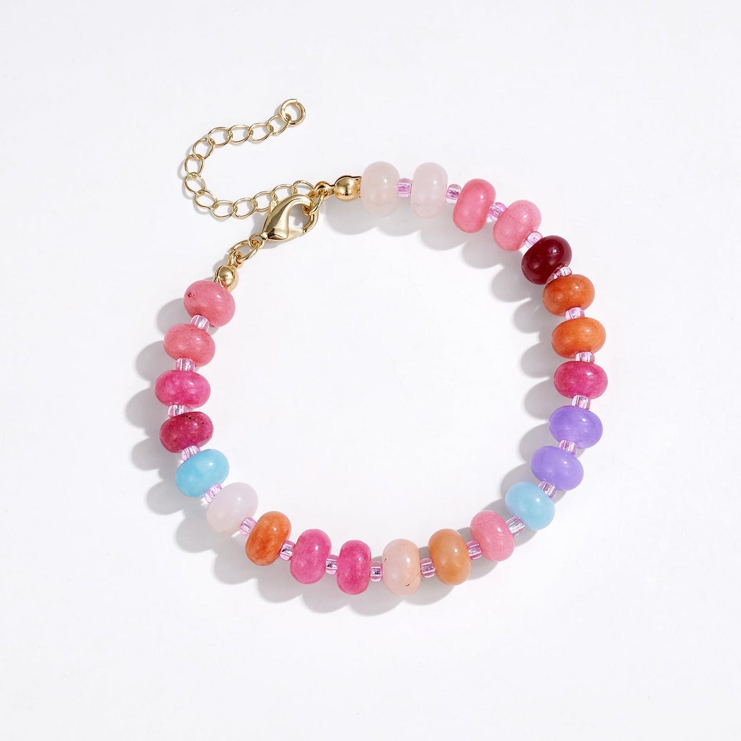 KissYan Beaded Bracelets for Women, Colorful Gemstone Boho Bead Bracelet for Beach, Natural Stone Handmade Summer Jewelry Gifts Style 3