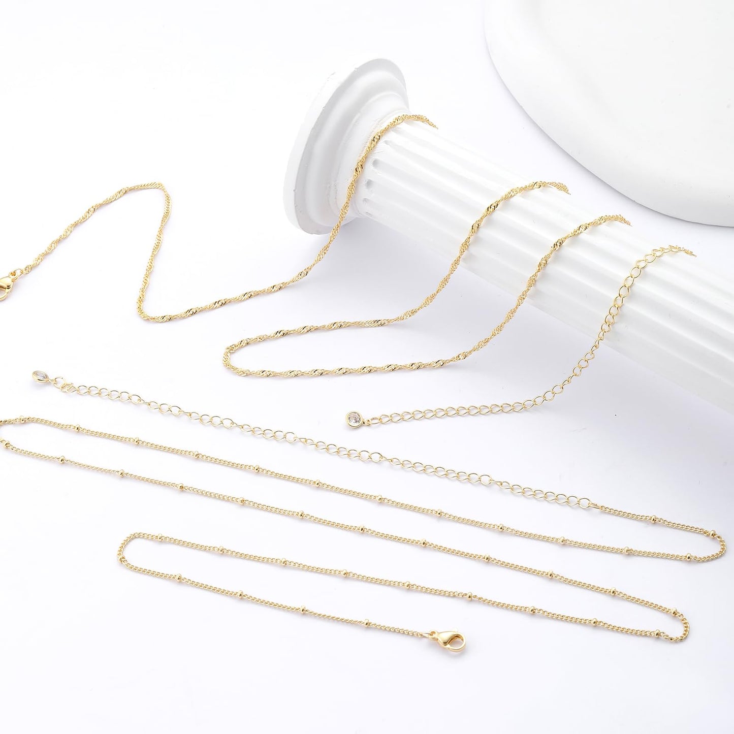 ASCOMY Waist Chains for Women 14K Gold Plated 2Pcs Body Chains Gold Waist Chain Layered Cuban Beads Belly Belt Body Chains Adjustable Bikini Body Jewelry Daily Chain Belts Gifts for Women