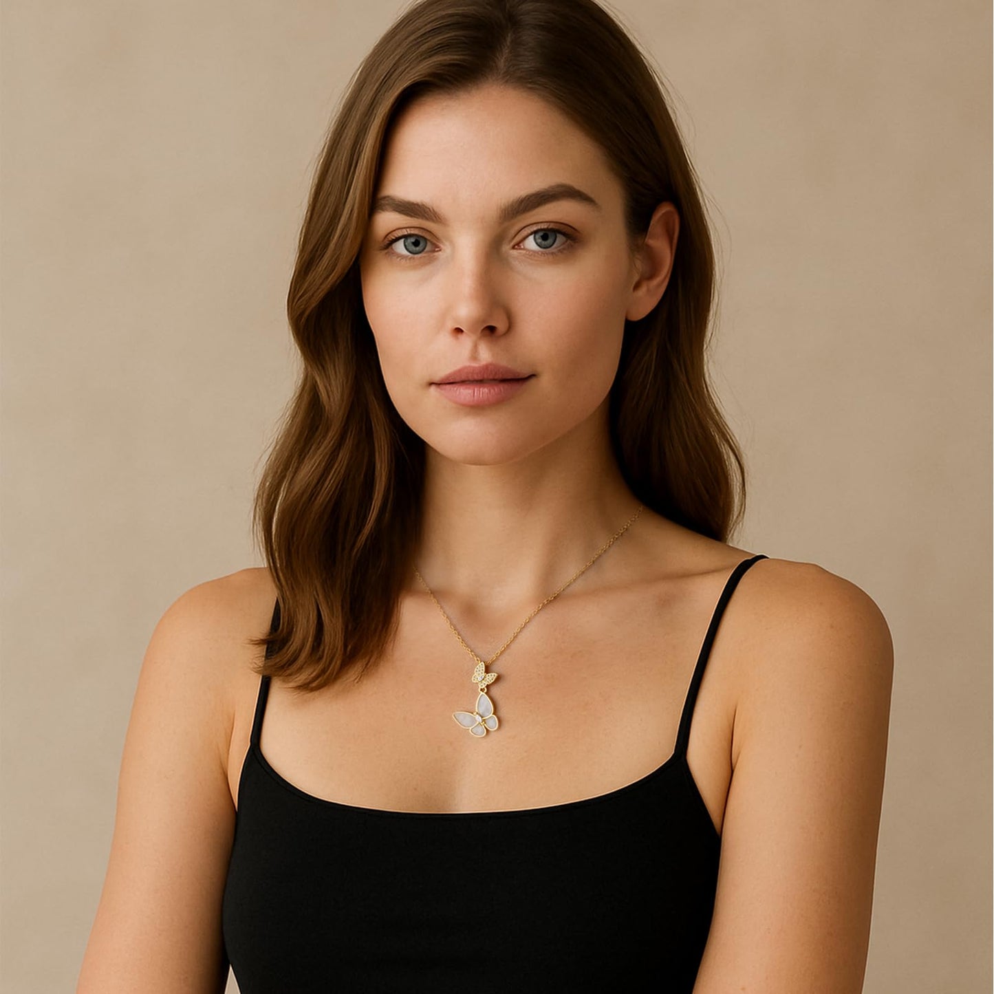 ZKJTEARY Butterfly necklace for Women Trendy Dainty 18k Gold Plated Cubic zirconia Charm Pendent Necklace Minimalist Delicate Butterfly Jewelry for Women Valentine Christmas Gift(butterfly)