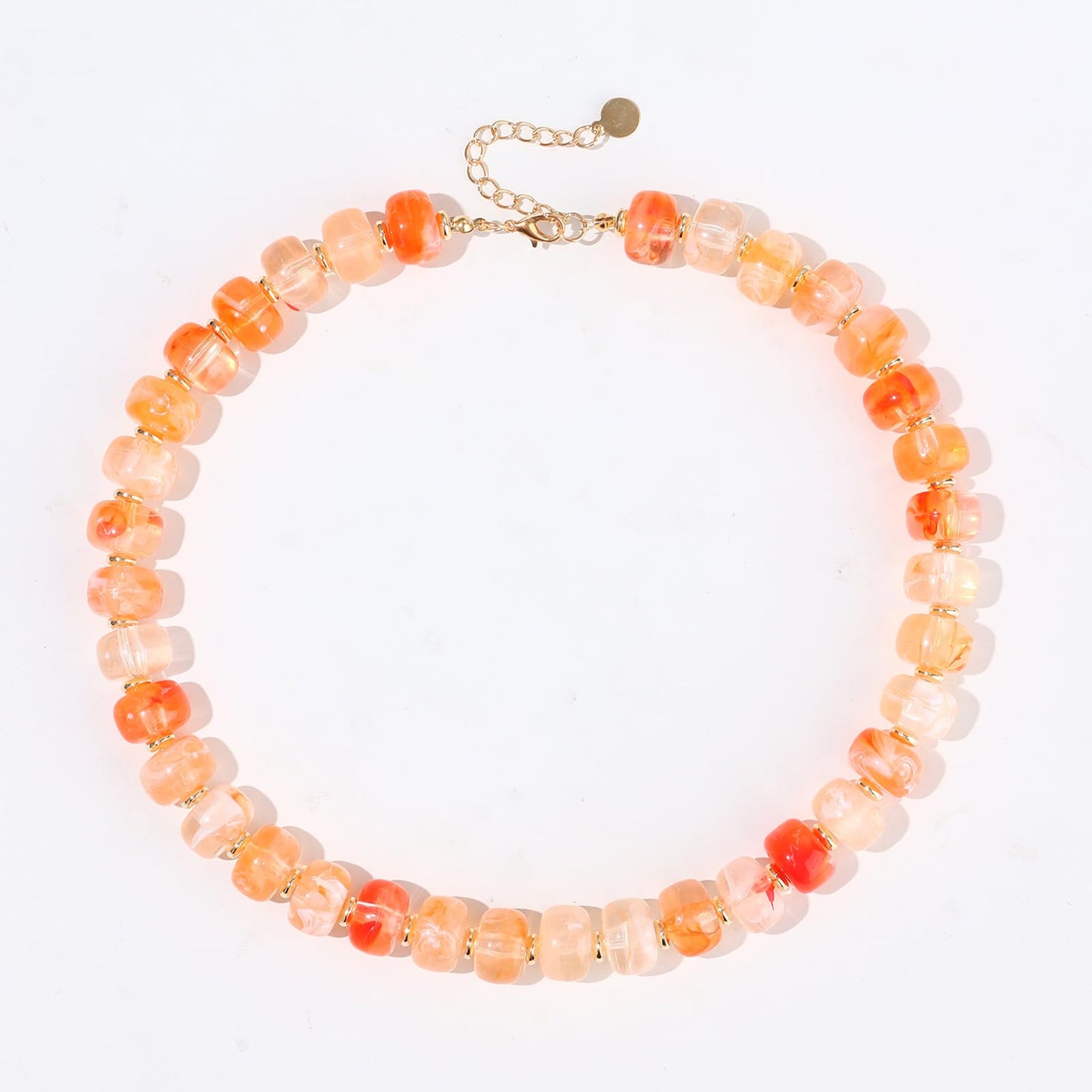 joymiao Beaded Necklaces for Women Chunky Beaded Choker Necklace Colorful Gemstone Resin Pink Bead Boho Rainbow Necklaces Summer Jewelry