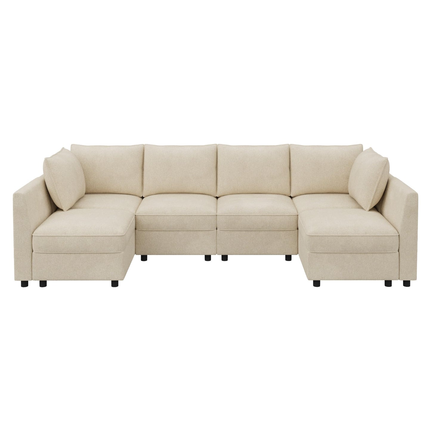 HONBAY Modular Sectional Sofa Couch with Storage, Modern U Shaped Sectional Sofa, Convertible Sectional Couch for Living Room - Beige