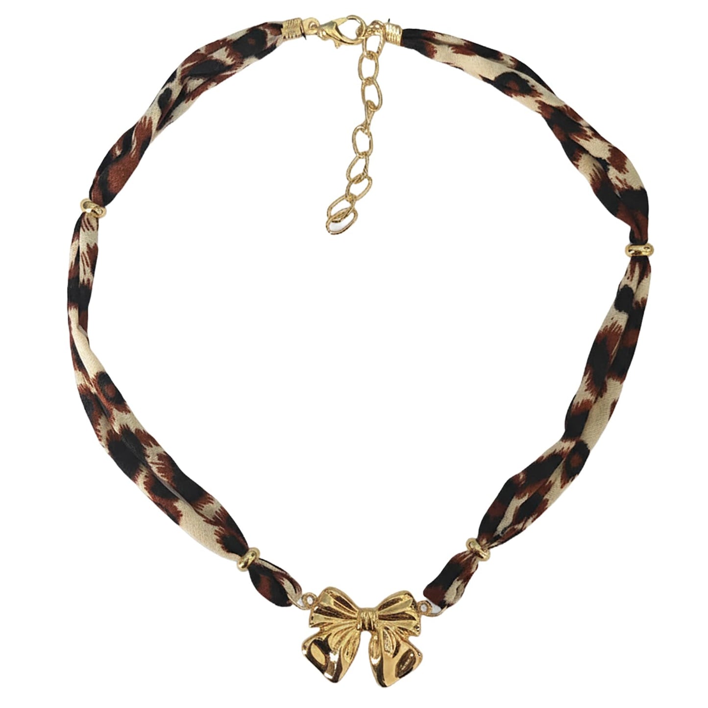 Wailike Scarf Necklace with Charm for Women Leopard Choker Necklaces Silk Tie Necklaces Scarfs Choker Necklaces Jewelry GD3