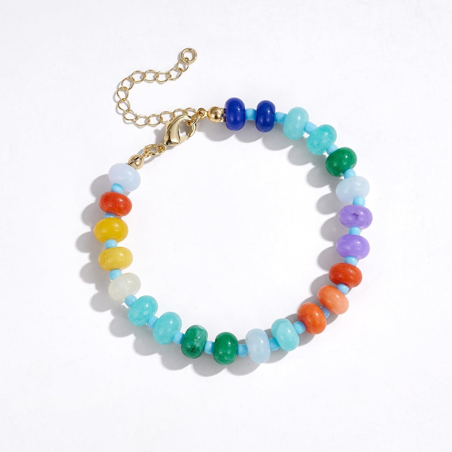 KissYan Beaded Bracelets for Women, Colorful Gemstone Boho Bead Bracelet for Beach, Natural Stone Handmade Summer Jewelry Gifts Style 4