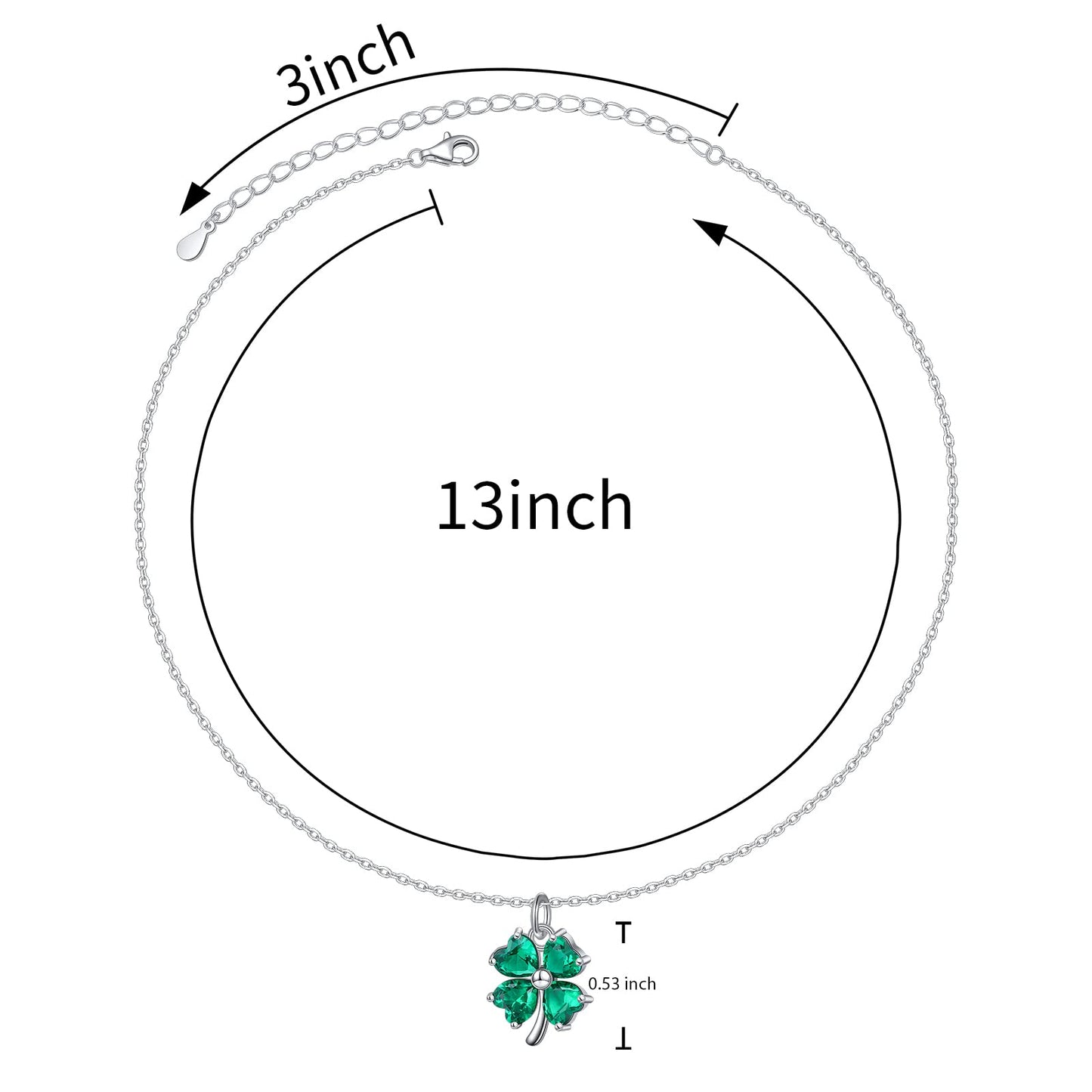 DAOCHONG S925 Sterling Silver Choker Short Dainty Leaf Clover Shamrock Necklace Pendant for Women Jewelry Gift