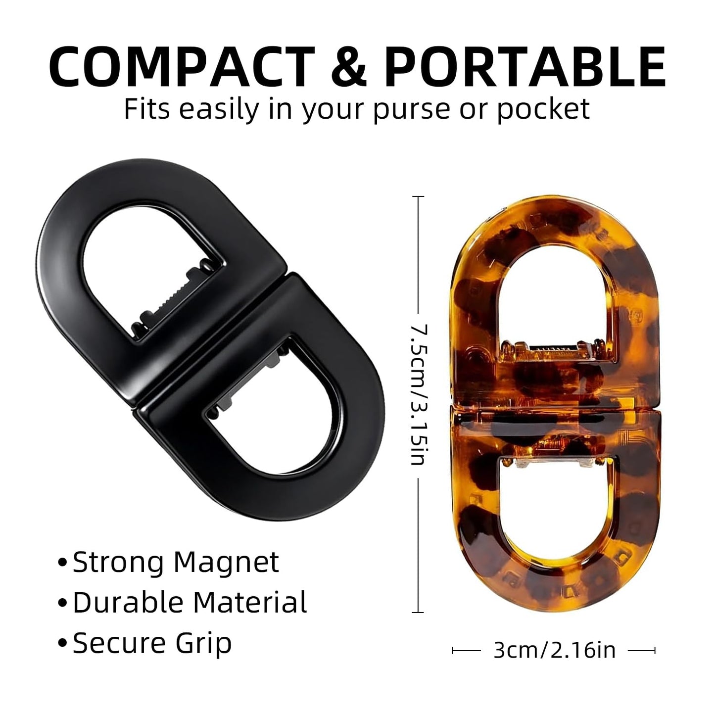 ADNIWT 2 PCS magnetic hair clips, Strong Hold No-Slip No Crease, Seamless 2-in-1 Design for Easy Everyday Hairstyles, Gentle on All Hair Types, Magnetic Hair Clips for Styling