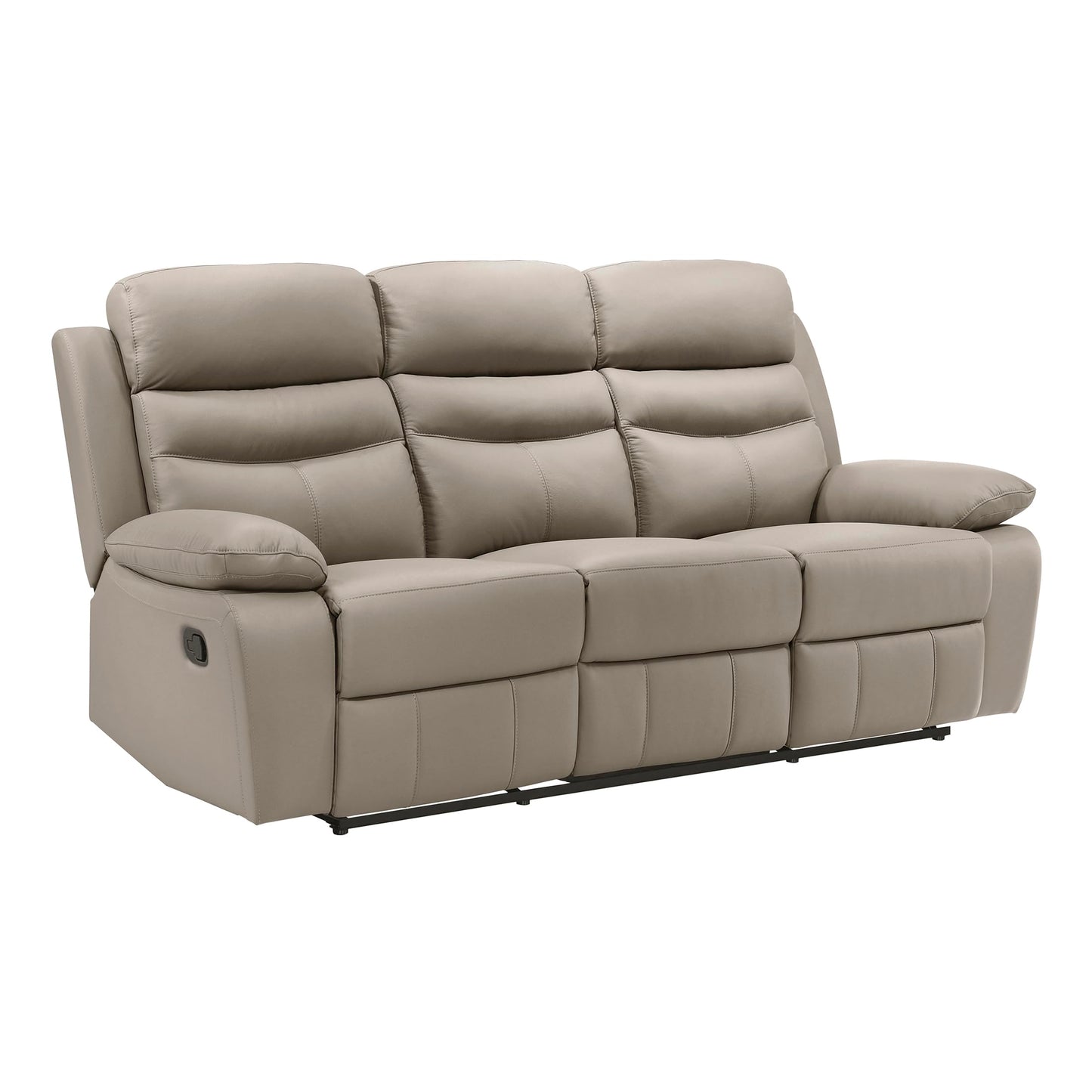 Lexicon 86.5" W Manual Reclining Sofa, Top Grain Leather Match Reclining Sofa, Home Theater Seating, Wall Hugger Recliner Couch, Manual Double Recliner RV Couch for Living Room, Latte