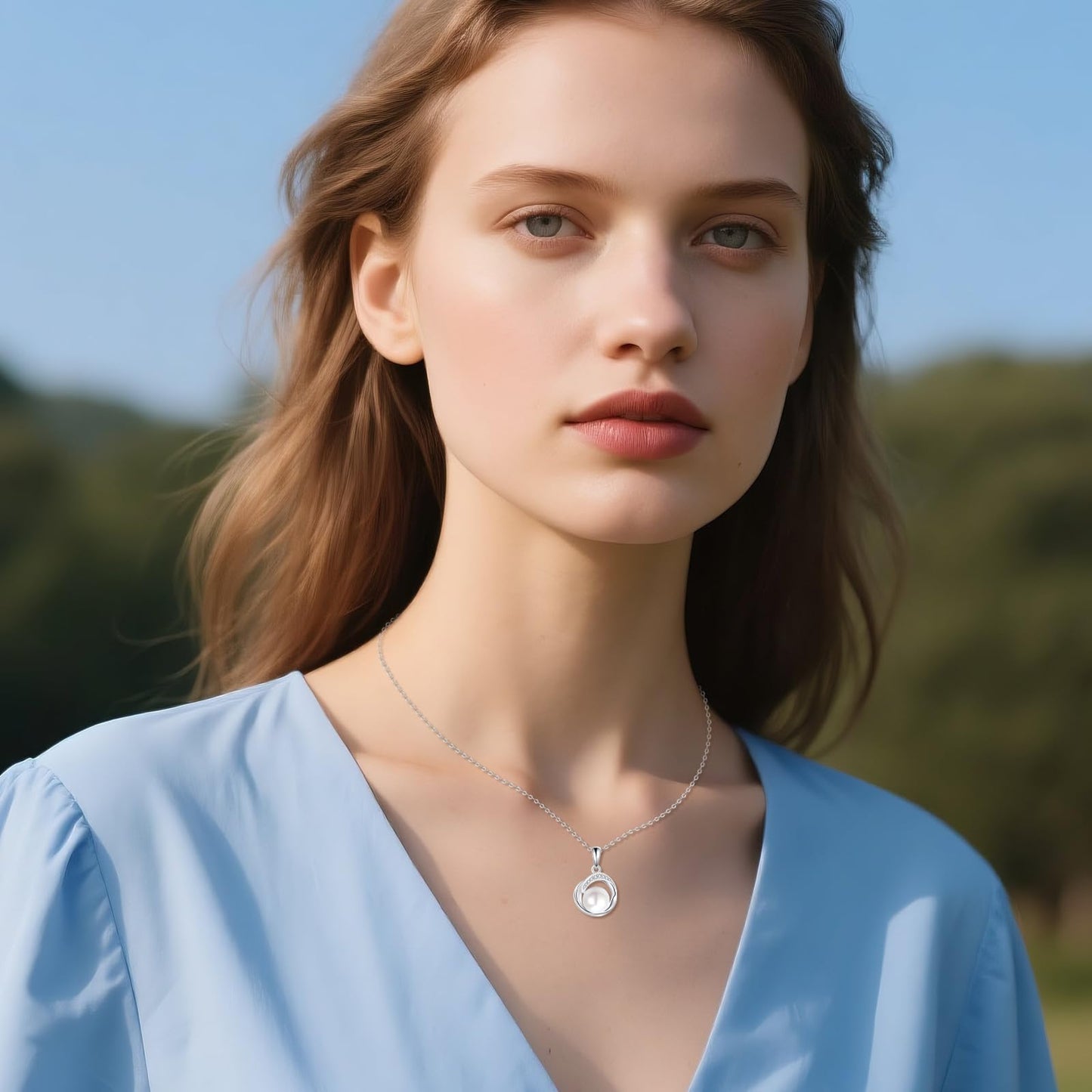 POPLYKE Single Pearl Necklaces for Women 925 Sterling Silver 8mm Pearl Jewelry Gifts for Her 18+2 IN