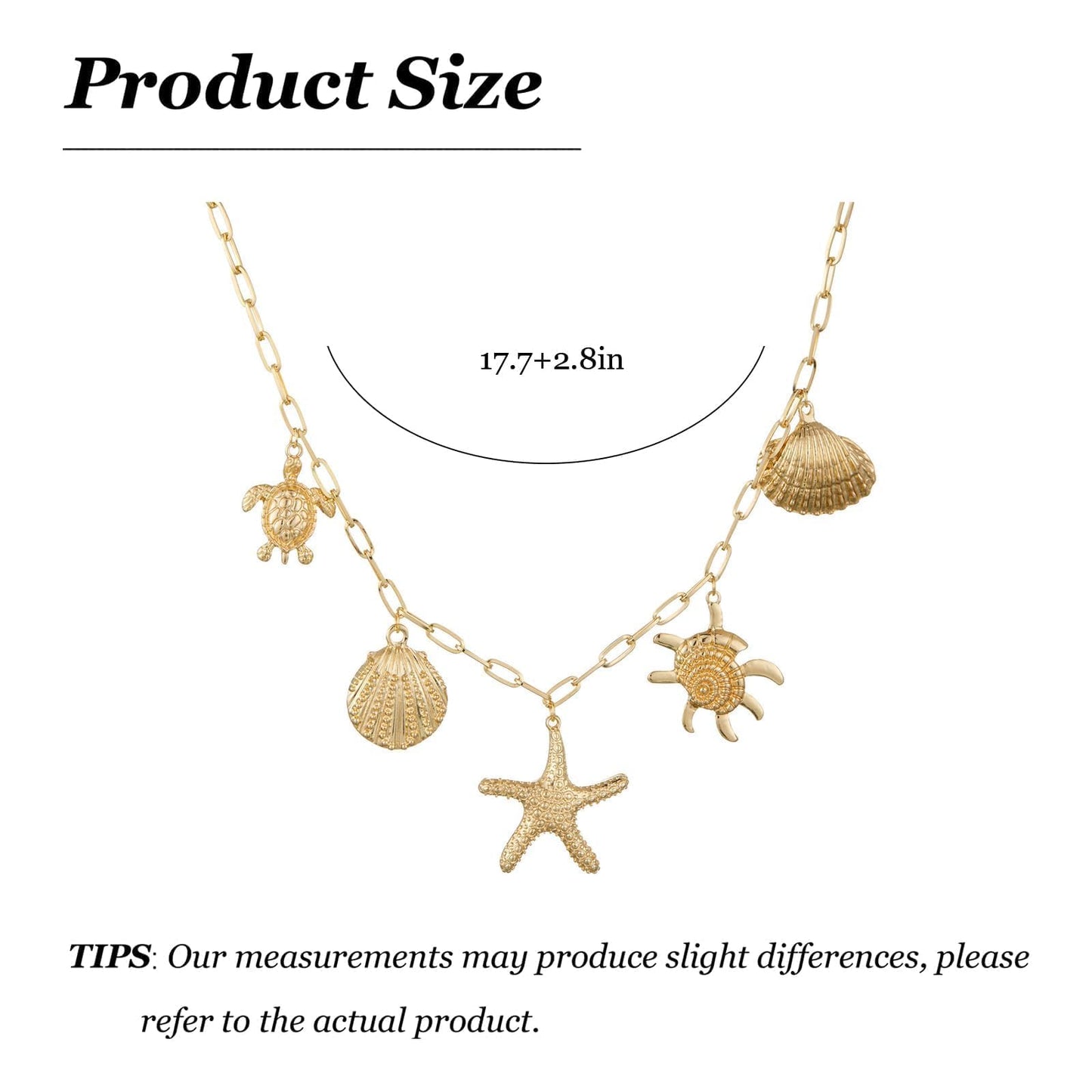 Frodete Starfish Necklace for Women Beach Necklaces Jewelry Layered Choker Drop Dangle Summer Vacation Outfits Theme Conch Seashell Accessories Ocean Pendant Dress Costume