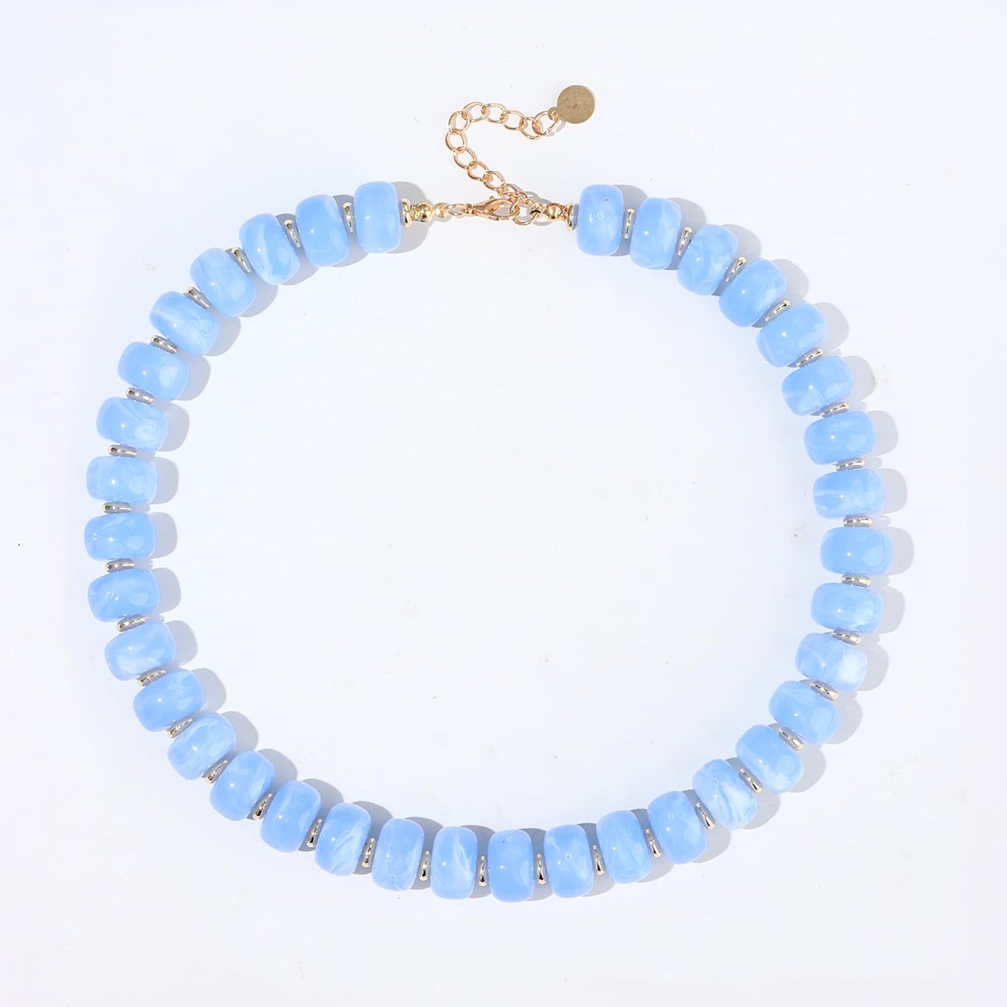 joymiao Chunky Necklace for Women Colorful Resin Bead Necklace Large Beaded Choker Handmade Blue Gemstone Summer Beach Jewelry