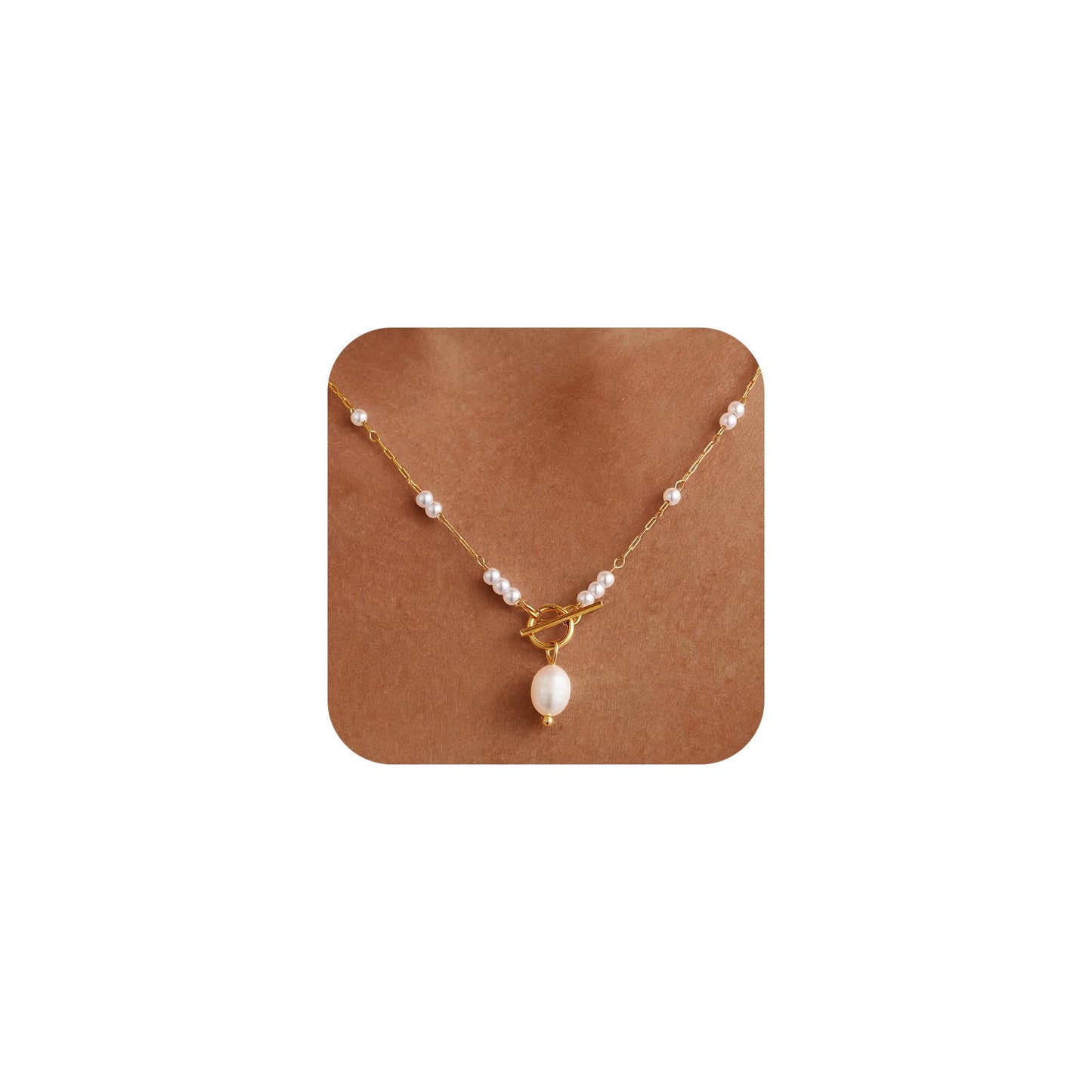 Rcidan Pearl Necklace for Women Long Baroque Pearl Choker Dainty Gold Beaded Necklaces,Birthday Wedding Jewelry Gifts