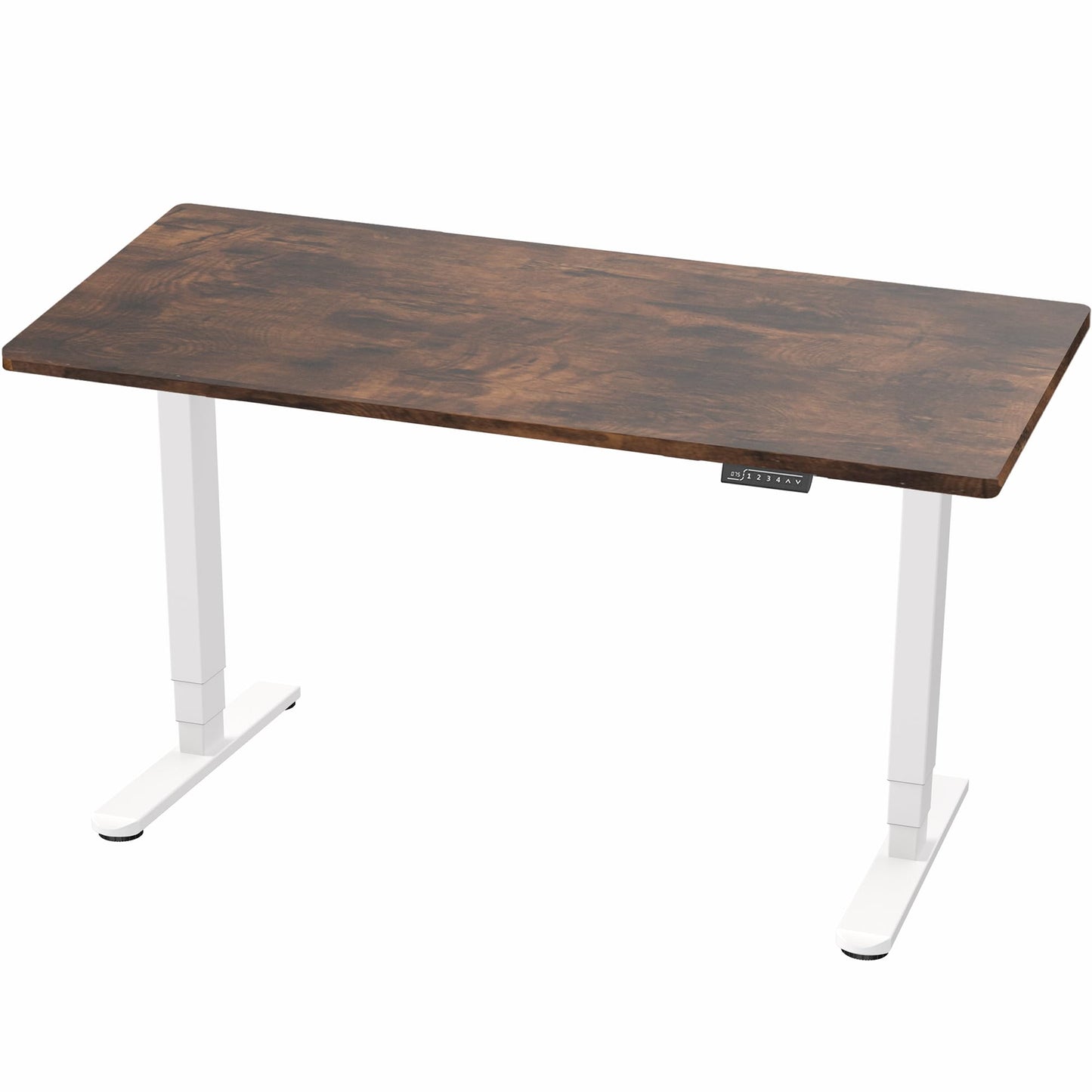 VIVO Electric 60 x 24 in Dual Motor Sit Stand Desk, Memory Height Adjustment, 2B Series, Rustic Vintage Brown Top White Frame, DESK-KIT-2W6N
