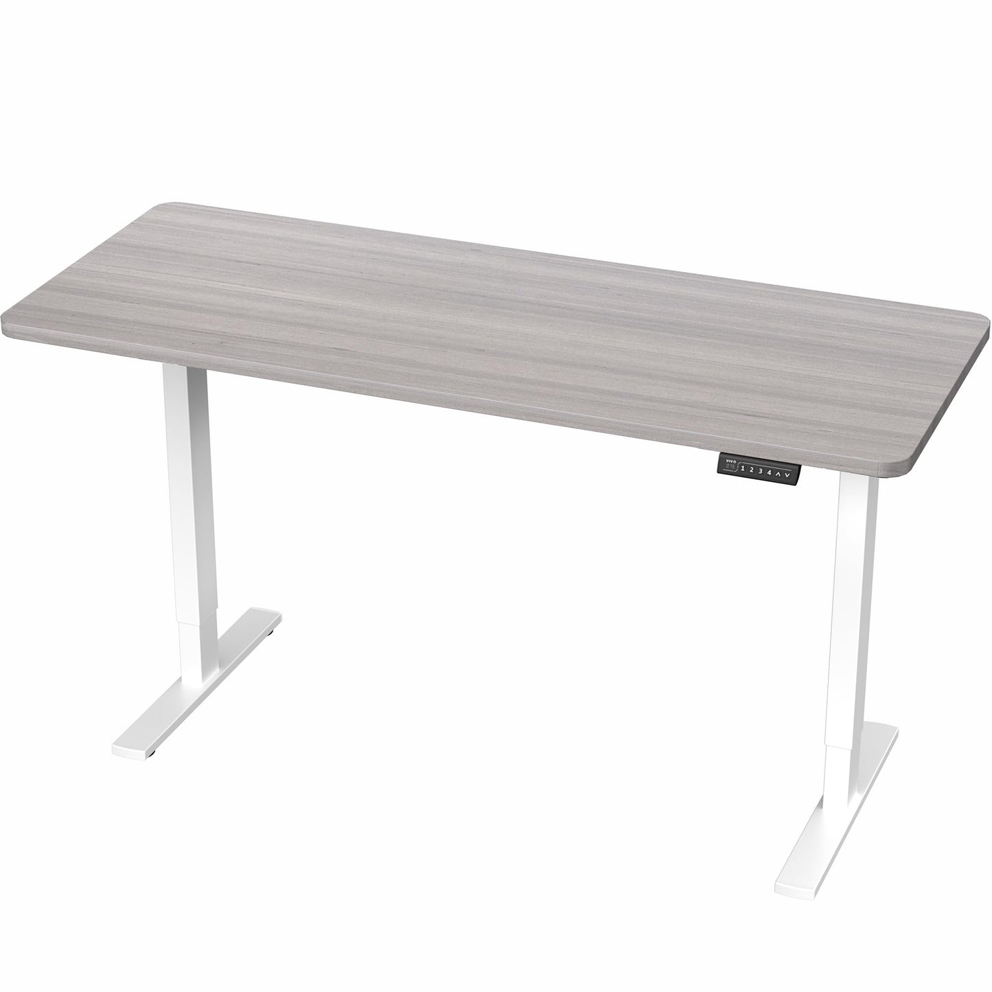 VIVO Electric 60 x 24 in Standing Desk, Memory Height Adjustment, 1B Series, Holds 220 lbs, One-Piece Dark Gray Top, White Frame, DESK-KIT-1W6G
