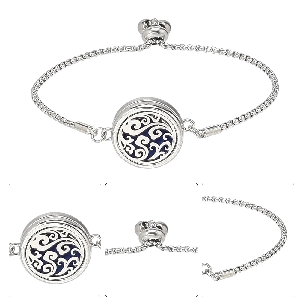 SUNNYCLUE 1 Box 2 Sets Essential Oil Diffuser Bracelet Adjustable Bangles with 10Pcs Refill Pads Stainless Steel Clouds Aromatherapy Locket Adjustable Jewelry for Women Yoga Travel Birthday DIY Gifts