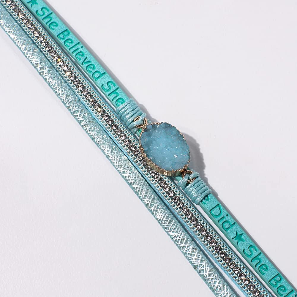 Artilady Leather Wrap Bracelet for Women - Handmade Clasp Bangle Bracelet with Pearl Beads Crystal Wristbands Jewelry Gift for Ladies and Mother