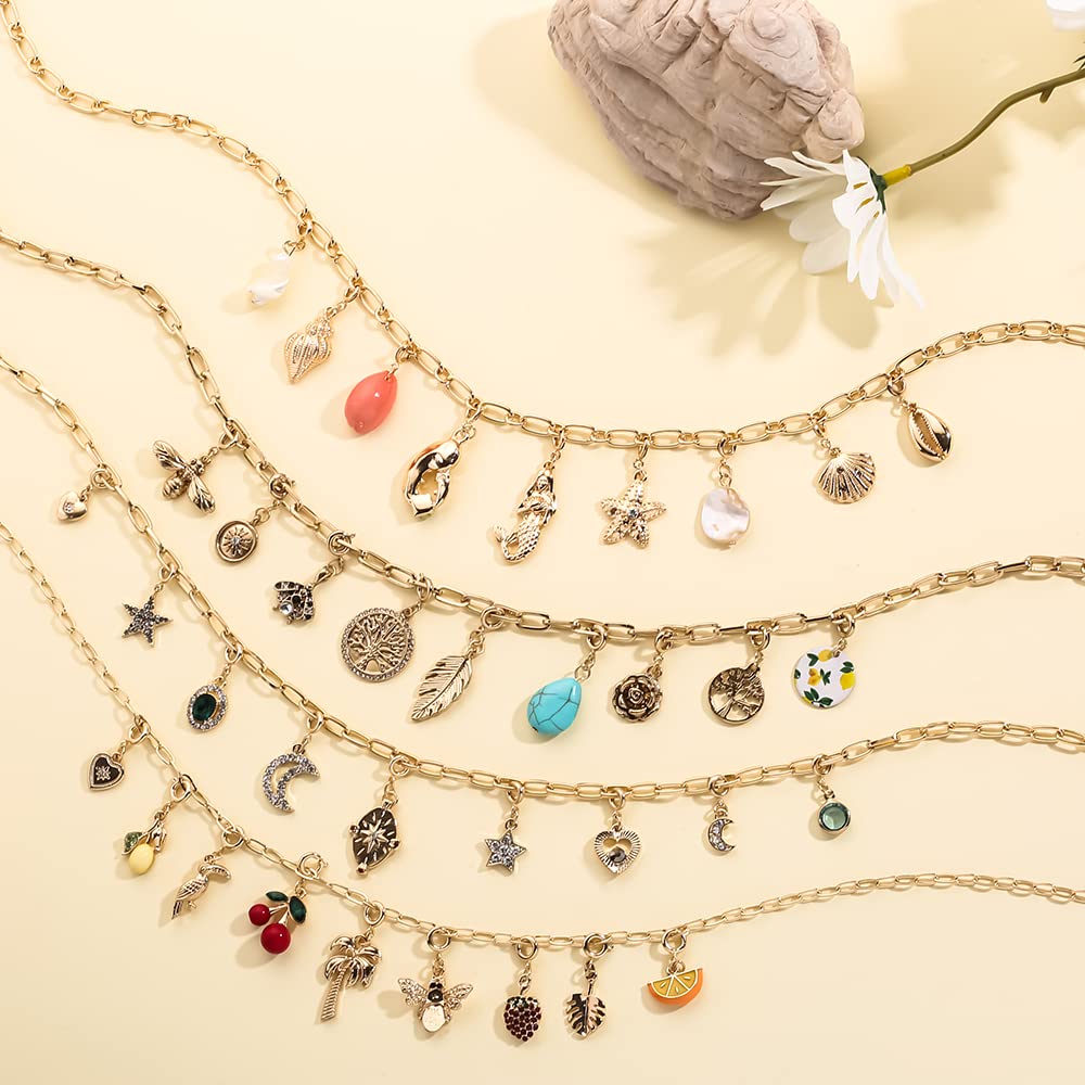 RR RAMBLING ROSE Visit the Store Rambling Rose Bohemia Gold Color Crystal Star Moon DIY Necklace,Tassel Pendant Necklaces,For Women Party Jewelry Accessories