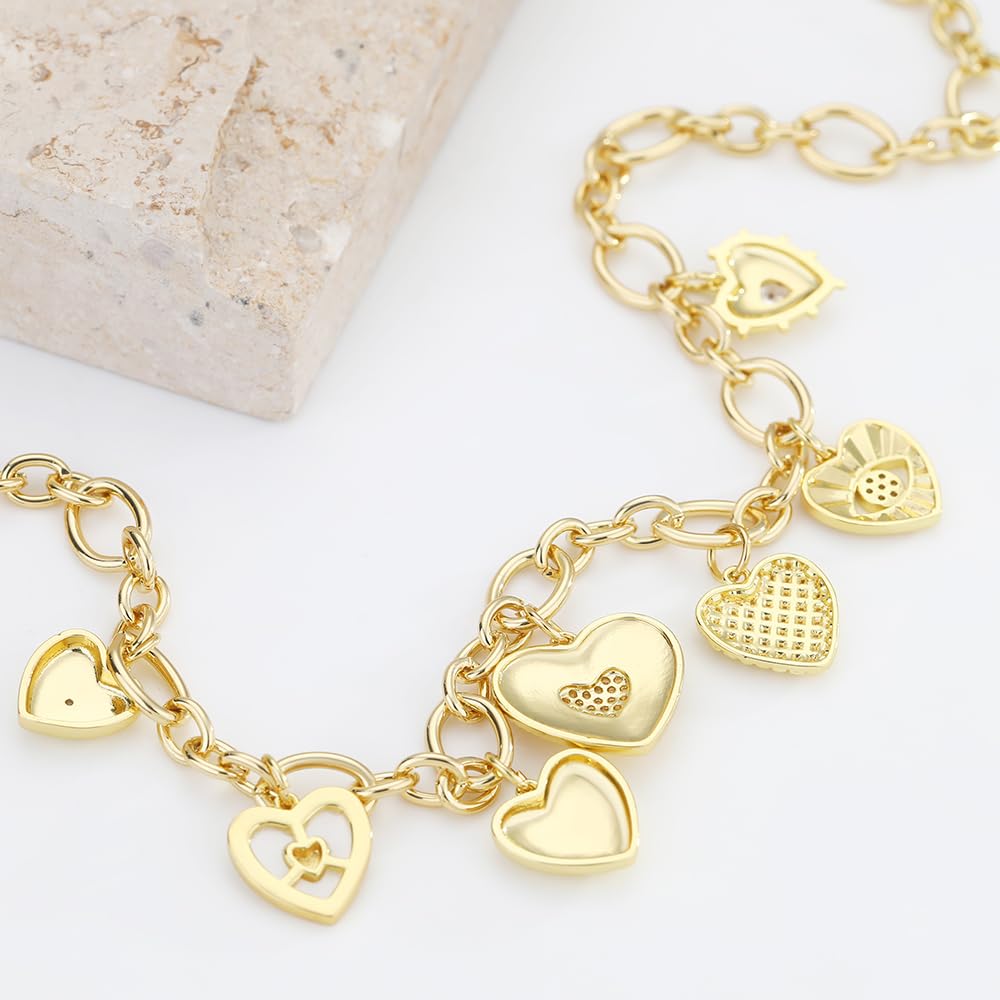 BONJOULRY Gold Heart Necklaces For Women With Different Charms Gold Charm Sun Heart Evil Eyes Necklace Coin Charms Fashion Jewelry Gift