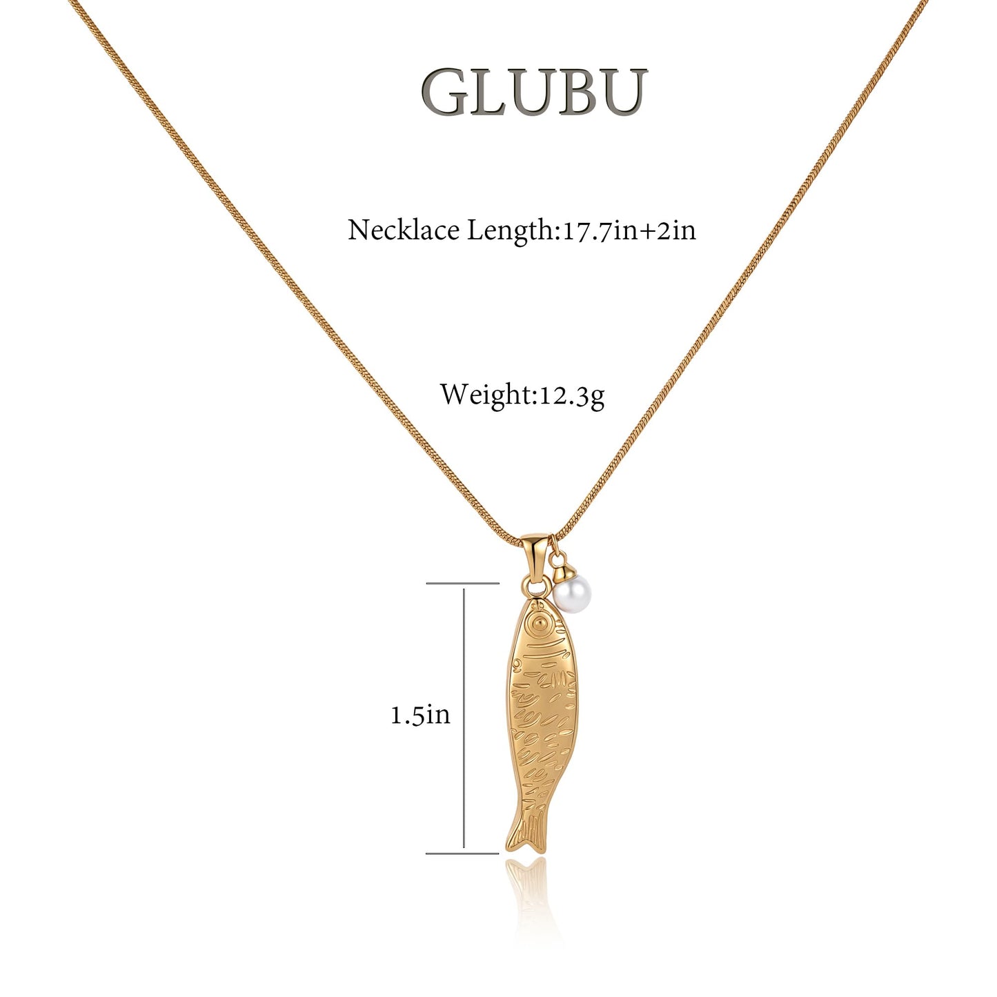 GLUBU 14K Gold Plated Fish Necklace for Women Ocean Inspired Beach Necklace Summer Pearl Necklaces Elegant Jewelry Gift