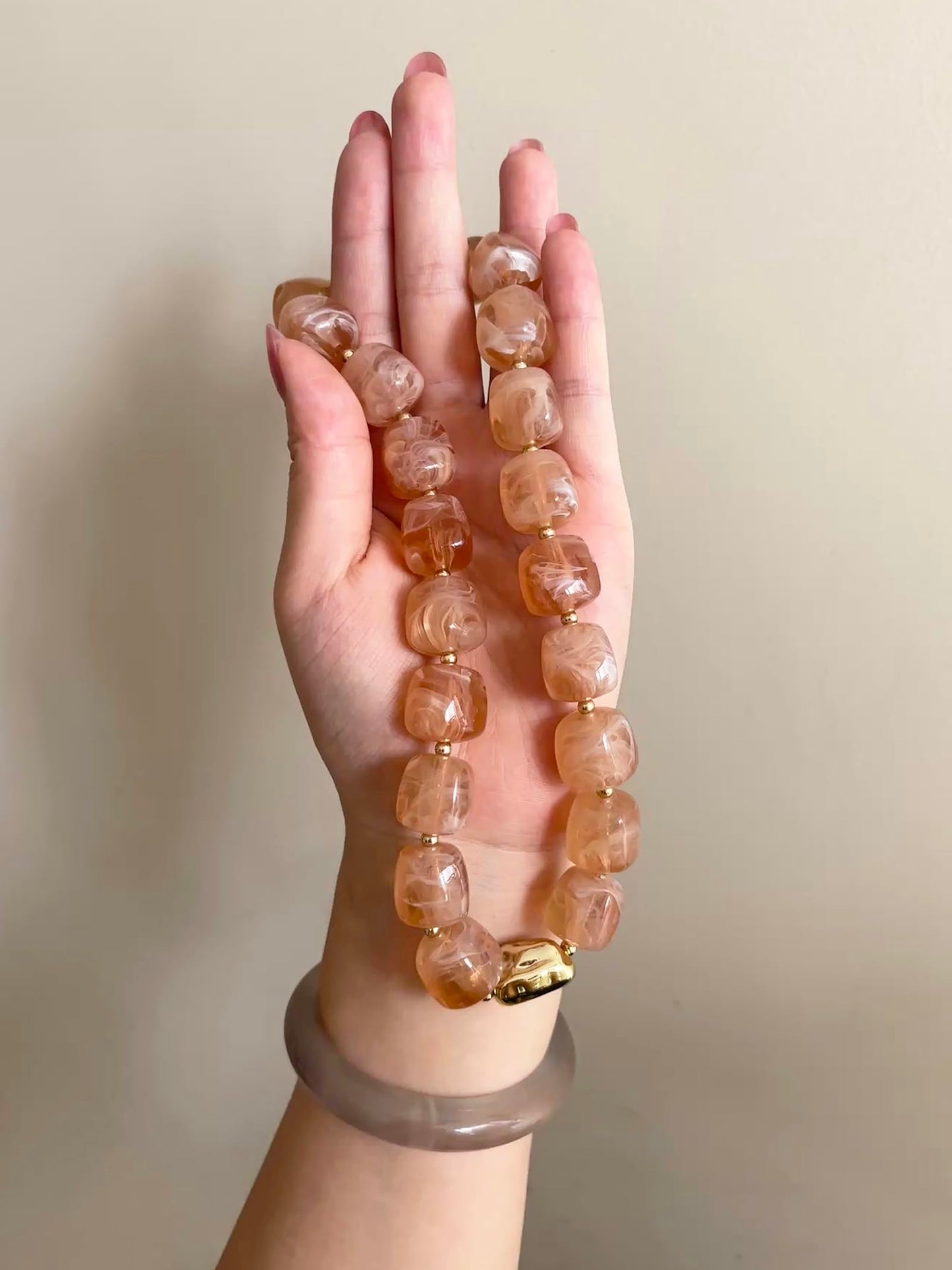 joymiao Beaded Necklace for Women Chunky Beaded Necklace Boho Bead Gemstone Necklaces Trendy Summer Necklaces Jewelry for Beach