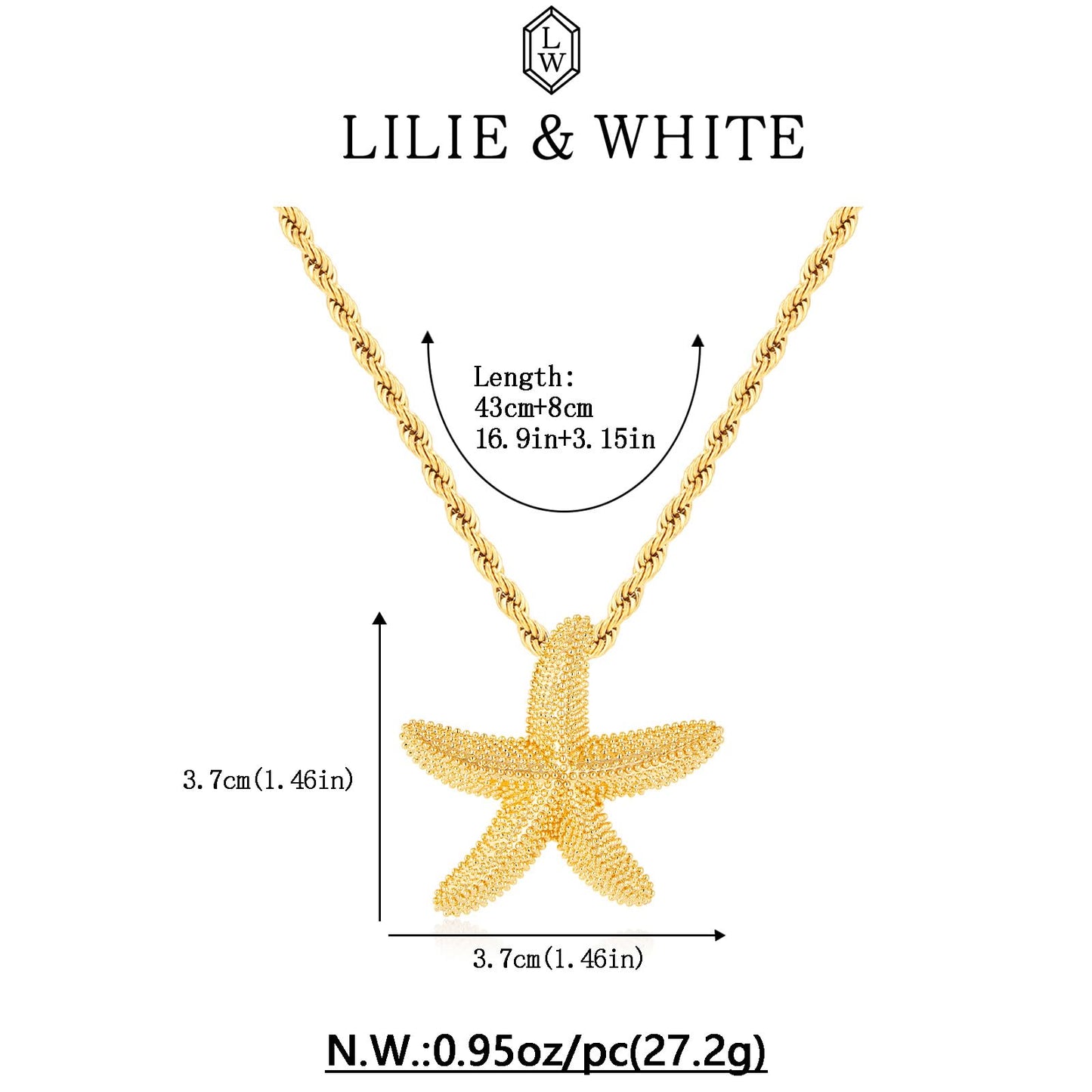 LILIE&WHITE Starfish Pendant Necklace For Women With Rope Chain Gold Seashell Conch Necklace Summer Beach Sea Shell Trendy Jewelry