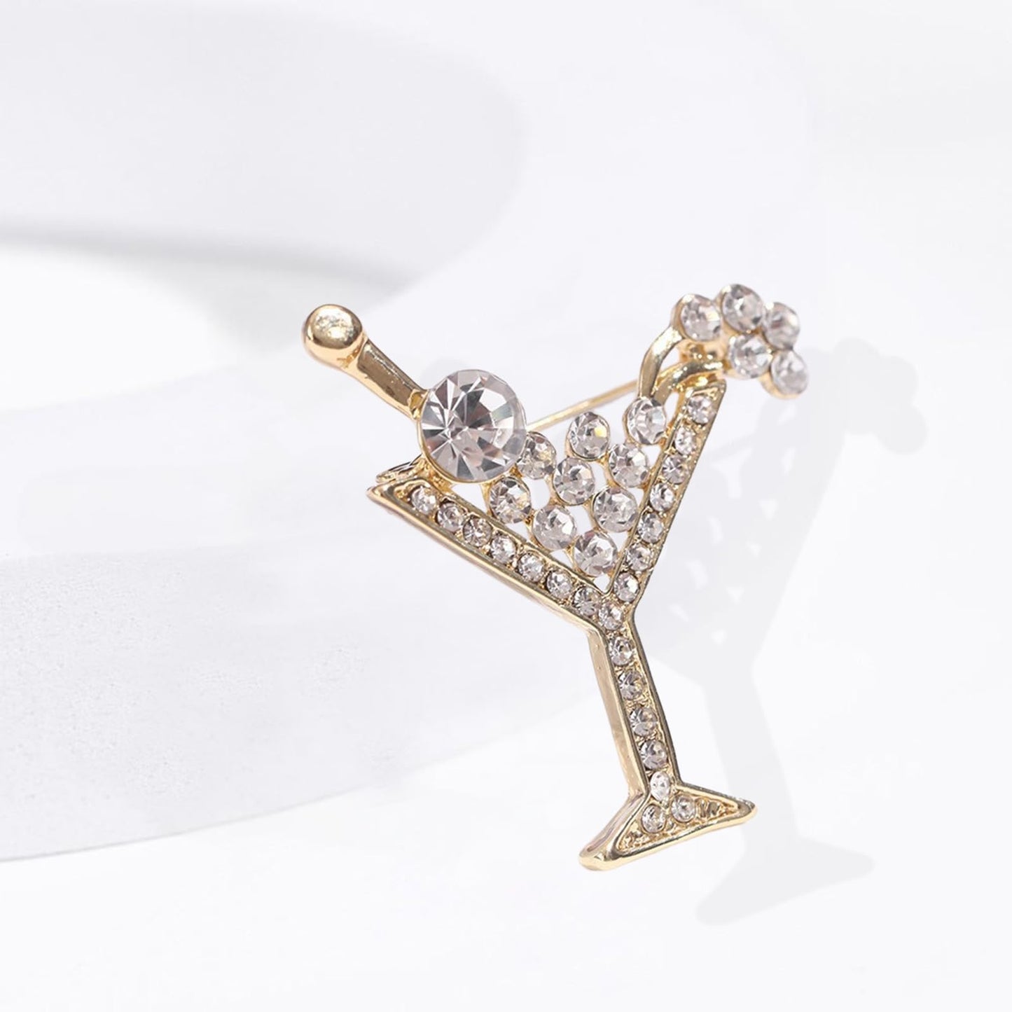 DEYOUM Cocktail Wine Glass Brooch Pin for Women Trendy Cute Cocktail Wines Glass Wine Bottle Brooch Pin Party Hat Bag Suit Charm Jewelry Gift Accessories (white)