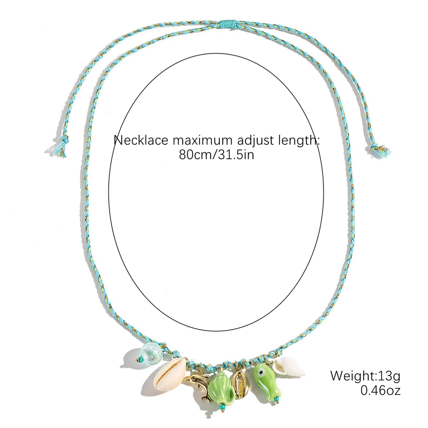 JAGWQRK Starfish Shell Charm Necklaces for Women Boho Adjustable Beaded Fish Shell Charm Necklace Hawaiian Summer Beach Surfe Party Present Jewelry