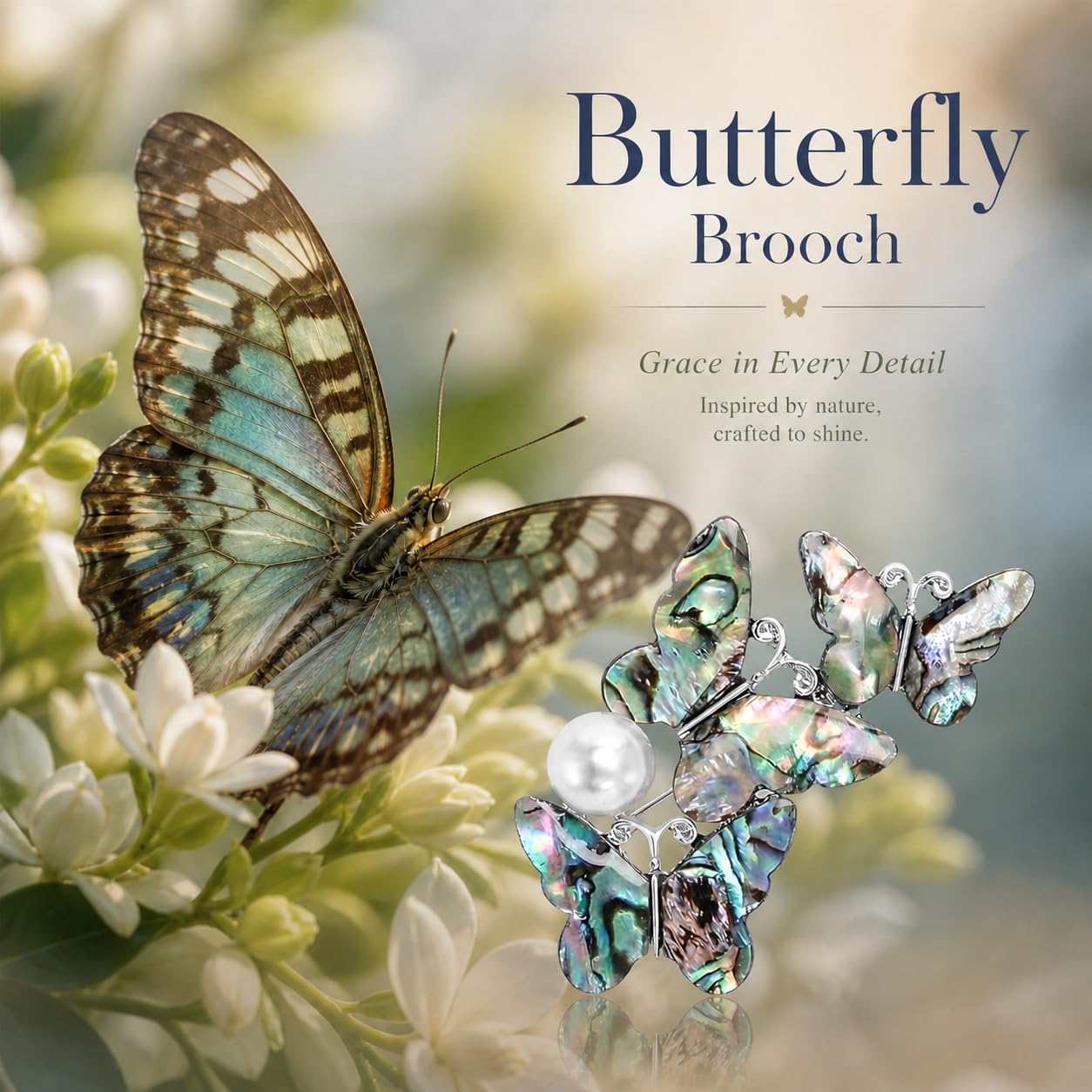 LuvQaze Abalone Shell Butterfly Brooch for Women Butterfly Pin Holiday Birthday Gift for Girlfriend Wife Mother