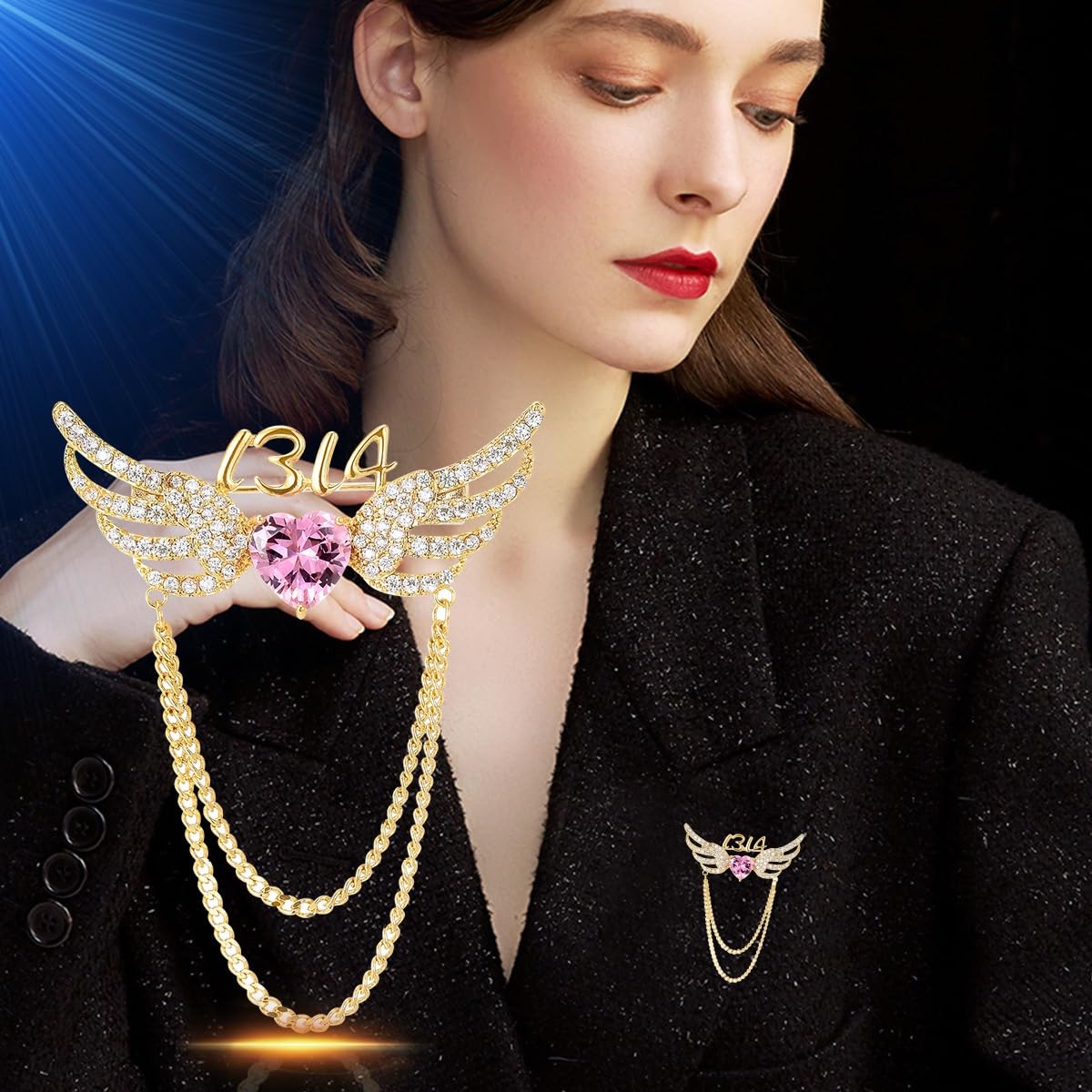 AILONMEI Brooches And Pins For Women Fashion Elegant Flower Broches Lady Costume Jewelry Brooch Pins (Wing Chain)