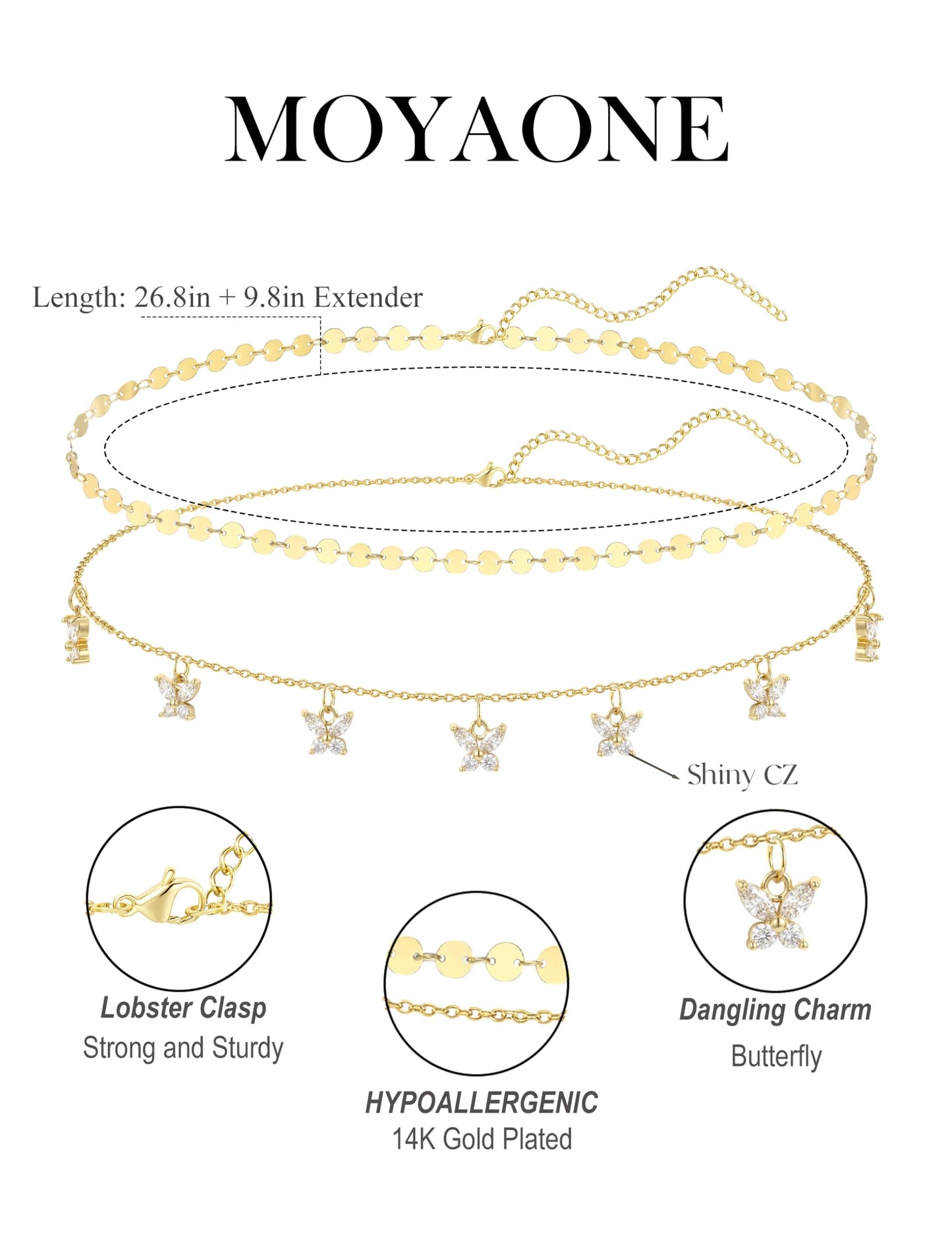 MOYAONE Waist Chain for Women 14K Gold Plated Waist Beads Belly Chain Dainty Layered Body Chain Belt Beach Jewelry for Women Sexy Waterproof Non Tarnish Adjustable Summer Jewelry Accessories