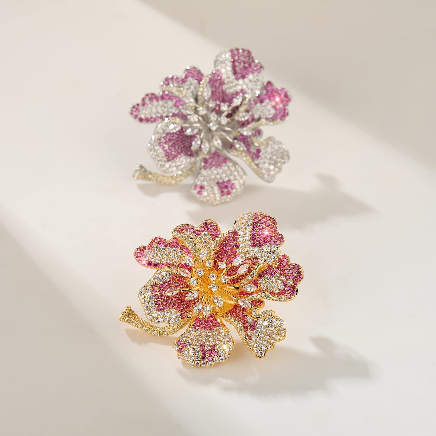 AILONMEI Floral Series Elegant Brooch Pins For Woman Fashion Jewelry, Large Vintage Costume Broches Christmas Gift (Rhododendron, Silver)