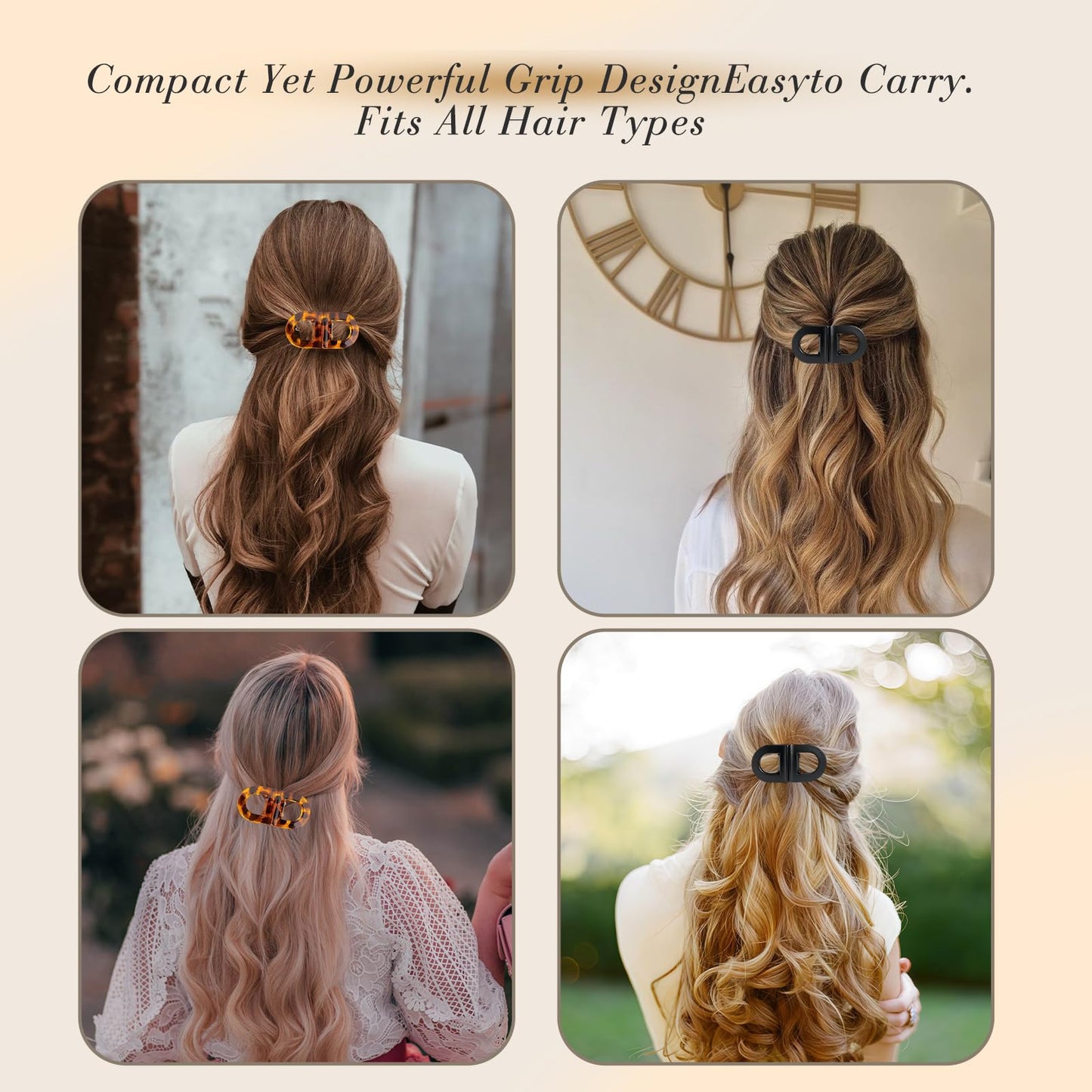 Magnetic Hair Clips for Women Girls, 2PCS Brown & Black Strong Hold Non Slip Claw Clips, Seamless 2-in-1 Quick Snap Design, Creaseless Non-Dent Hair Styling Tools for Thick and Thin Hair (Style 1)