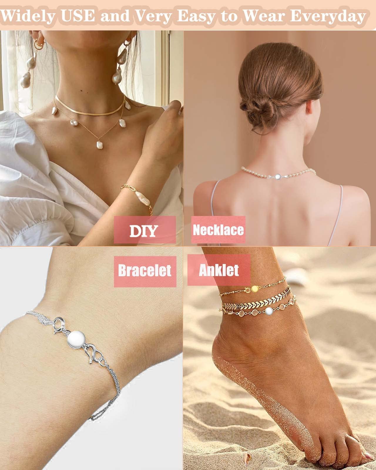 Dailyacc Magnetic Necklace Clasps and Closures - Round Bracelet Extender Clasps for Jewelry Making