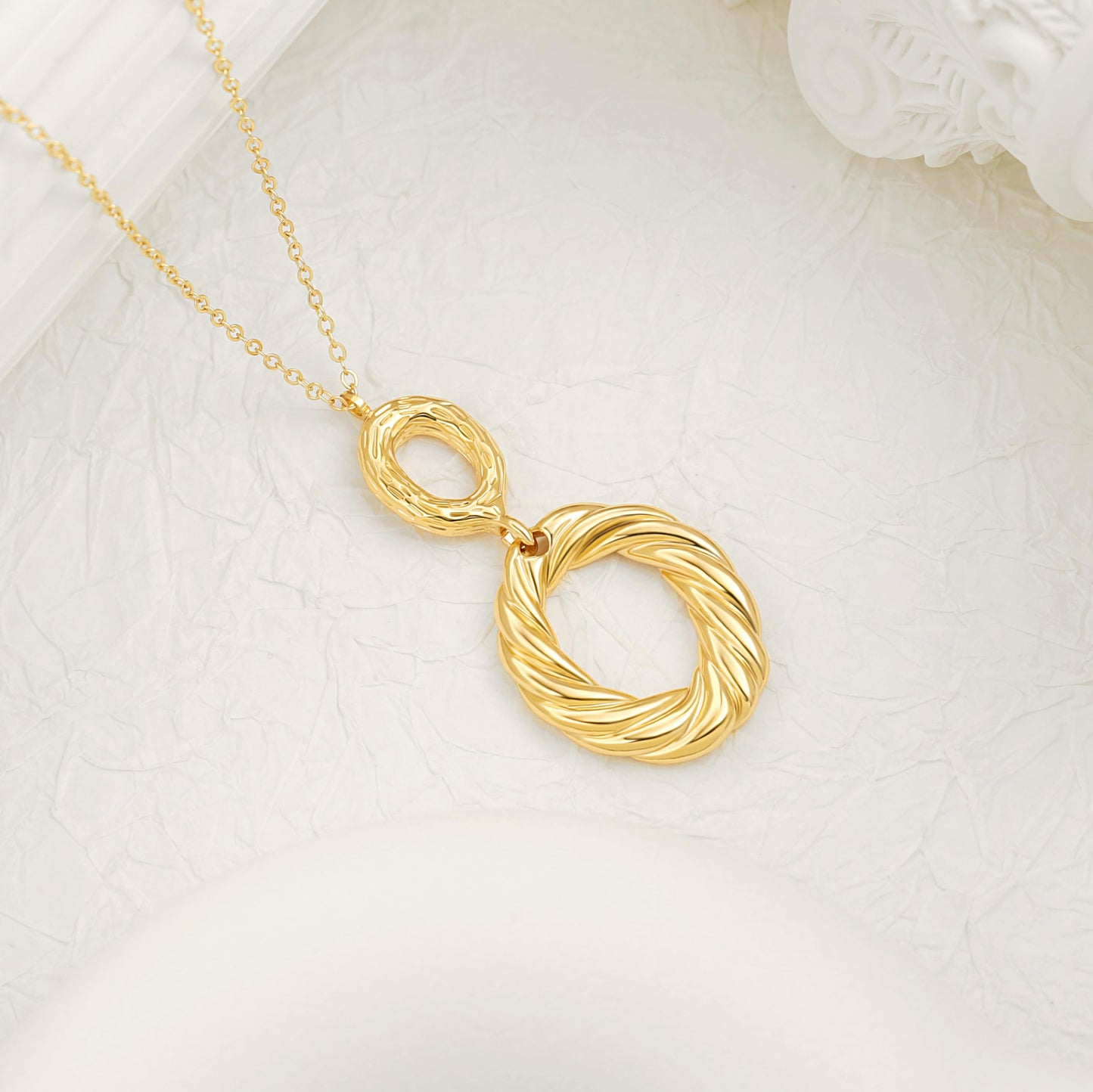 PERNNLA PEARL Simple Gold Plated Chain Long Necklace for Women Trendy Statement Pendant Necklaces Dainty Sweater Chain Necklaces