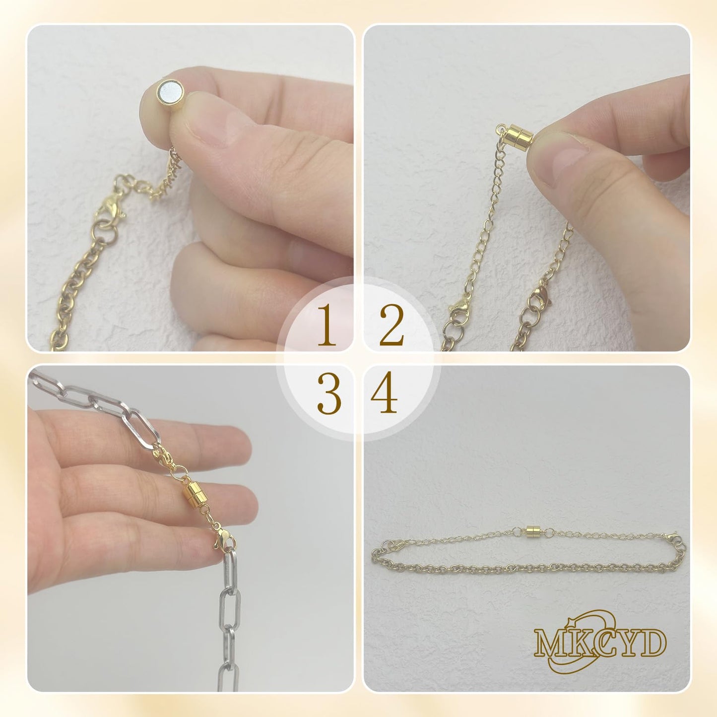 MKCYD Necklace Extender with Magnetic Clasps, Gold Magnetic Necklace Clasps and Closures with Necklace Extenders for Women
