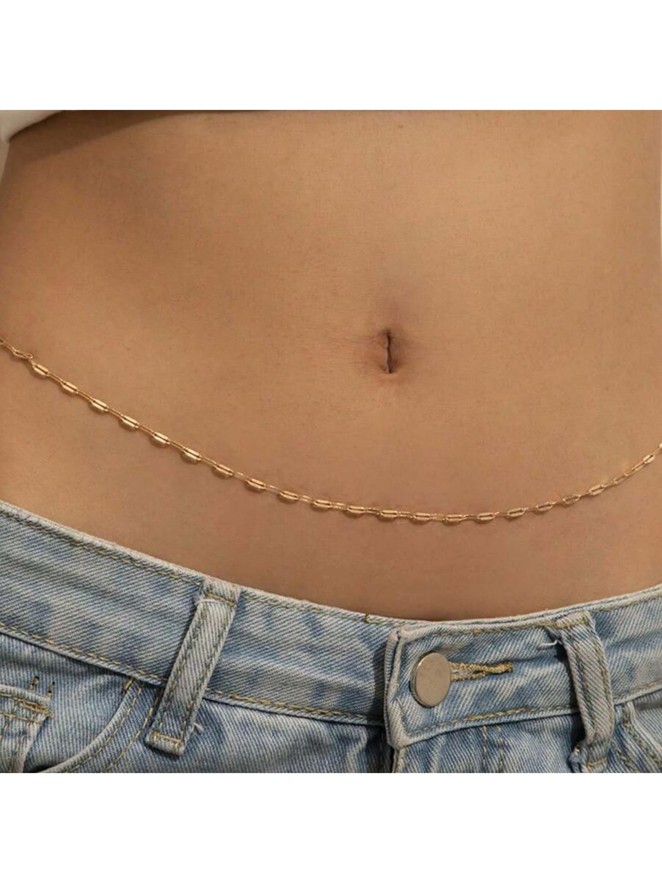 Longita Gold Belly Chain Gold Waist Chain for Women Plus Size Waist Jewelry for Women Belly Chains Simple Stomach Jewelry Trendy Trendy Sexy Body Chains non Tarnish Waterproof 1pcs