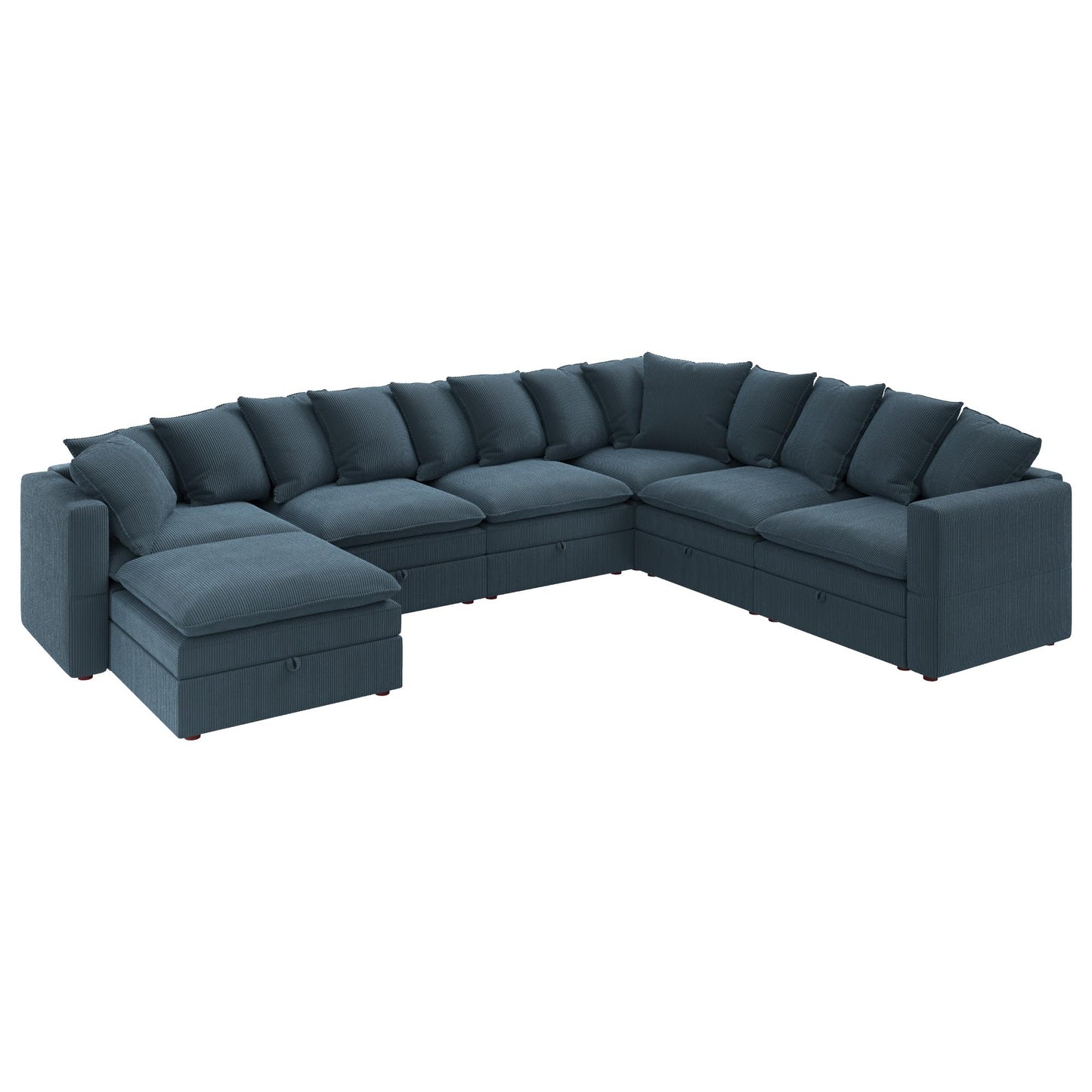 HONBAY Modular Sectional Sofa with Ottoman, 7 Seat U Shaped Couch with Storage & Pillows, 137 Inch Oversized Sectional Sofa for Living Room, Blue