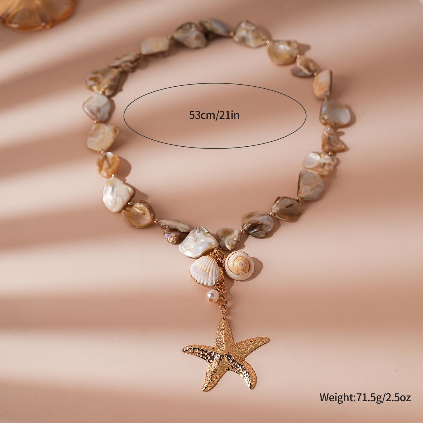 ANDKISS Starfish Shell Necklaces for Women Summer Boho Starfish Pendant Beach Necklace Irregular Mother of Pearl Necklaces for Women