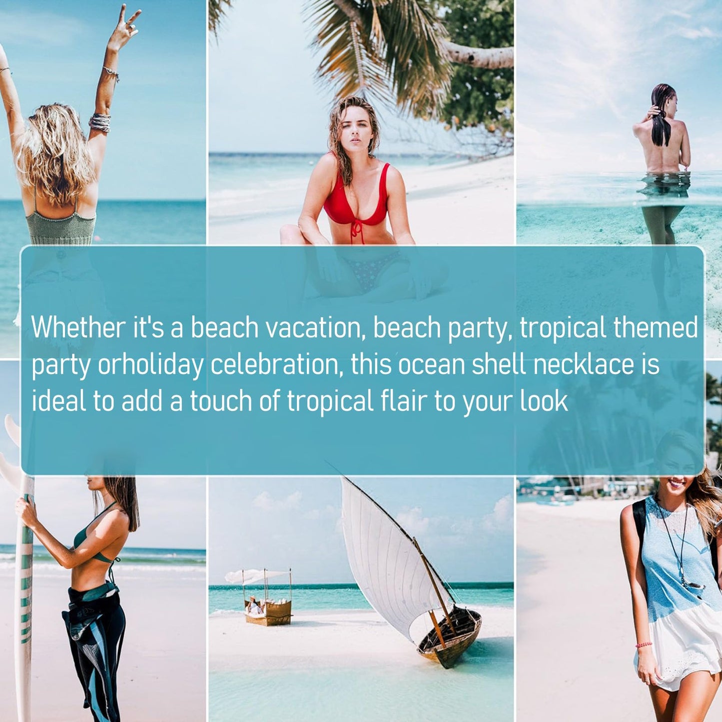 BYETOCE Metal Seashell Charm Necklace Blue Irregular Shell Pendant Necklace Boho Starfish Ocean Beaded Choker Summer Beach Fashion Statement Jewelry for Women Outfits Accessories