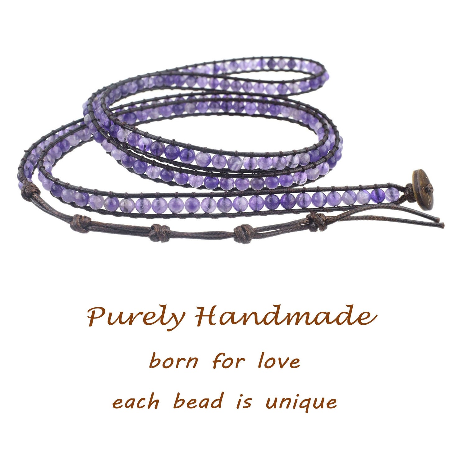 Ayriwoyi Amethyst Bracelet Wrap Bracelets for Women Beaded Wrap Bracelet for Women Healing Crystal Adjustable Natural Stone Bracelet