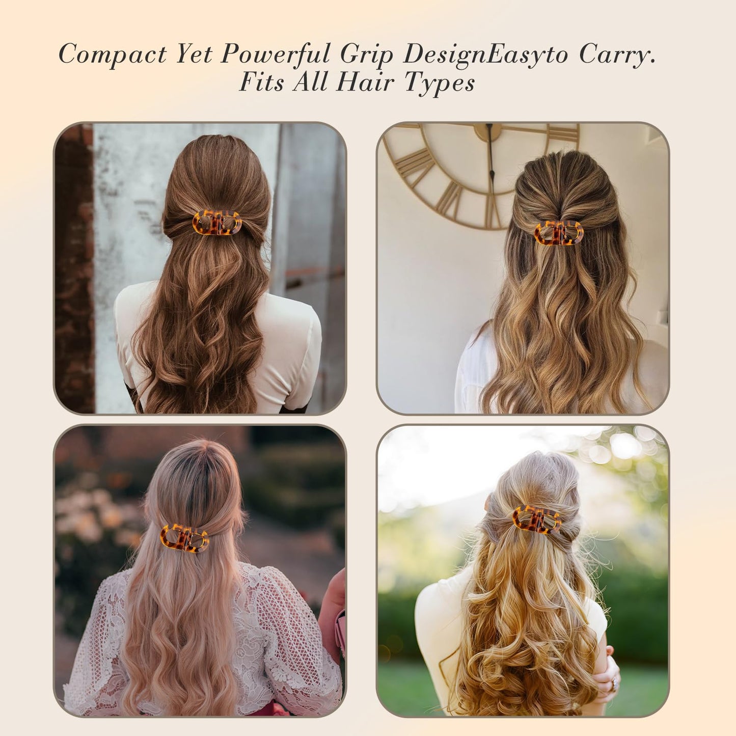 2PCS Magnetic Brown Hair Clips for Women, Brown Leopard Print Strong Hold Non Slip Claw Clips, Seamless 2-in-1 Quick Snap Design, Creaseless Non-Dent Hair Styling Tools Claw Clips for Women